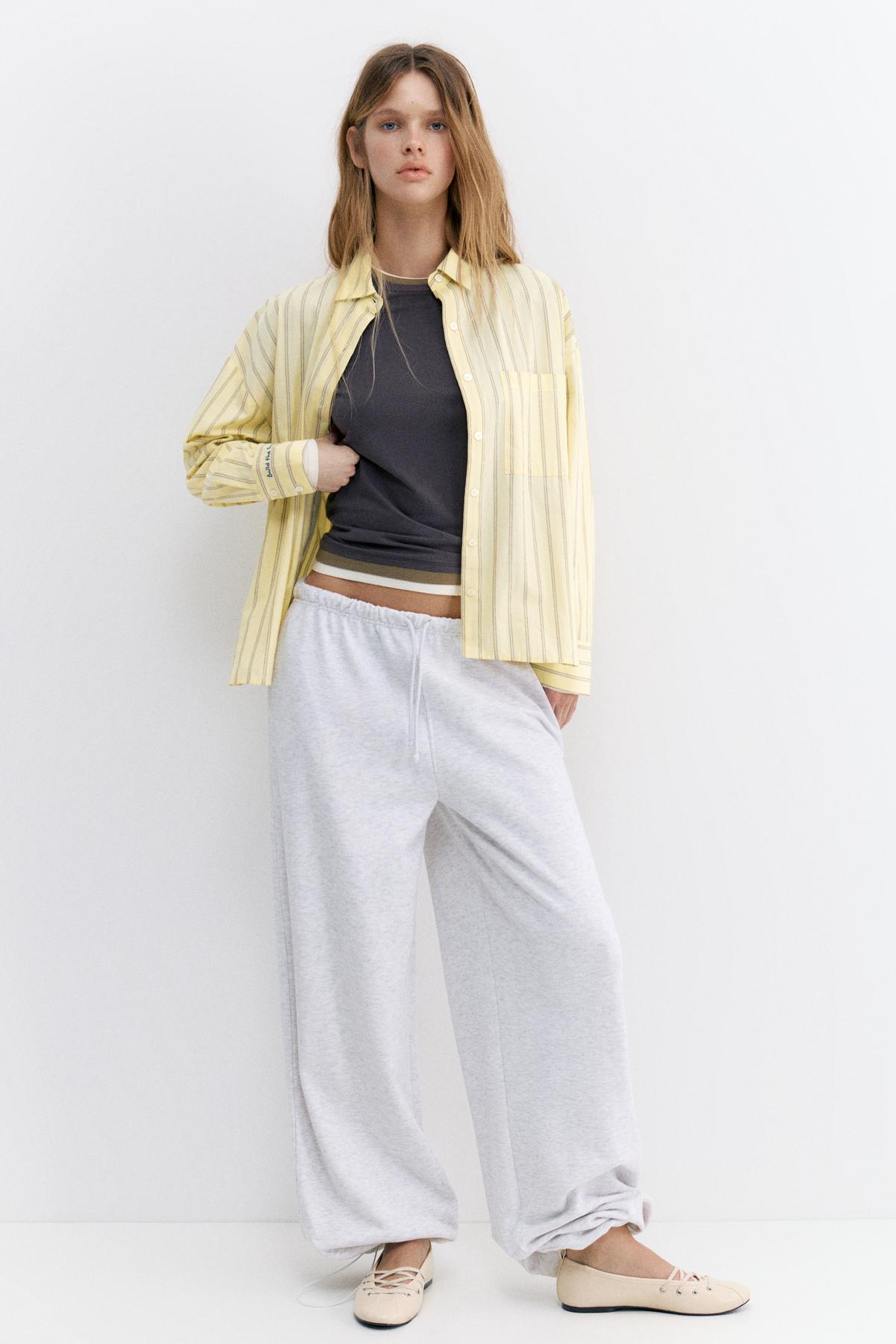 Pull & Bear  Sarı çizgili gömlek - Görsel 3