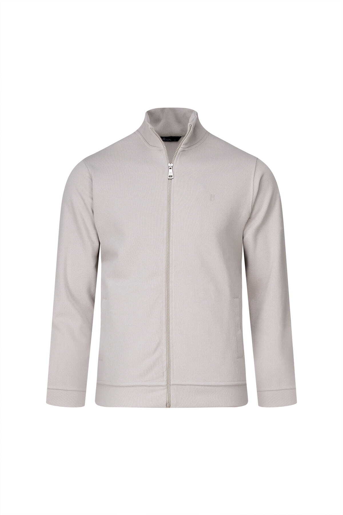 Ekru Regular Fit Fermuarlı Yarım Balıkçı Yaka 100% Pamuk Triko Hırka — رنگارنگ 31173020000B — تصویر 2 از 4