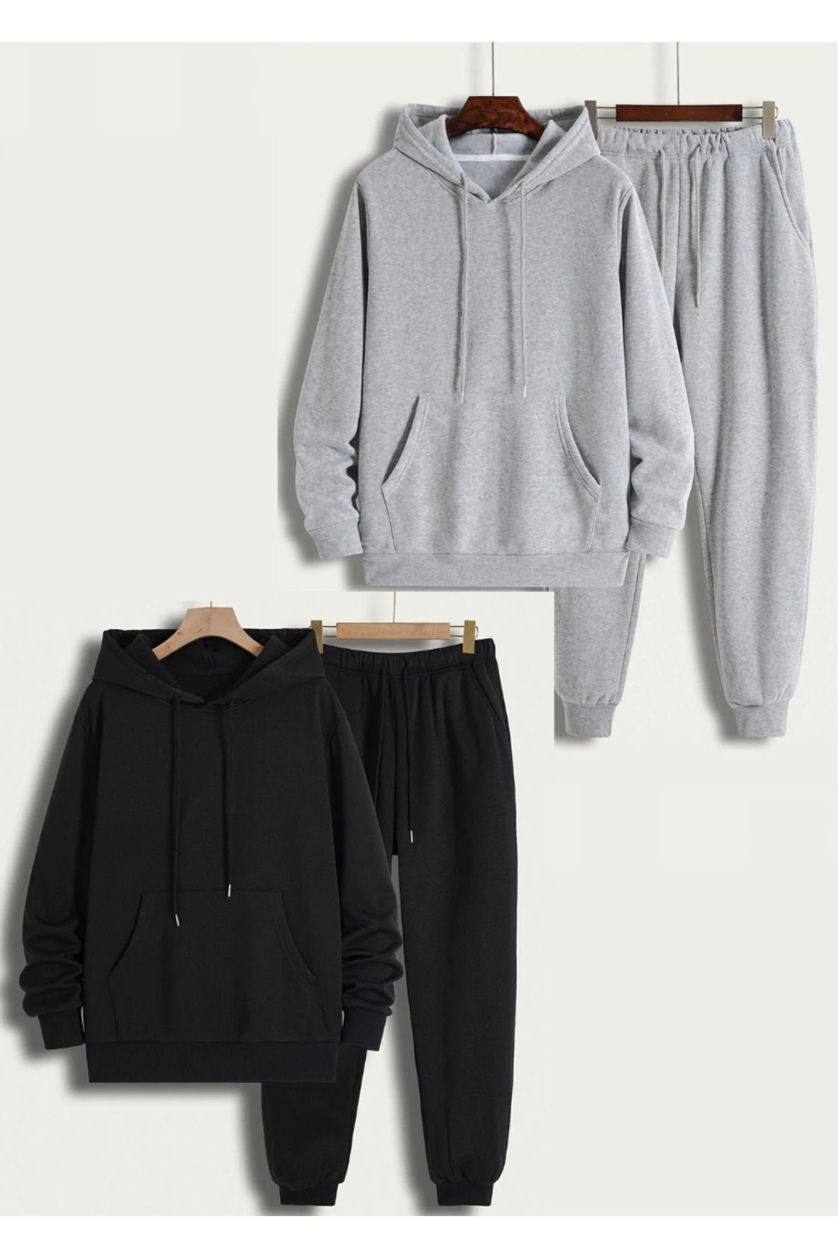 2'Lİ UNISEX KAPÜŞONLU EŞOFMAN TAKIM EYAXX Sportwear Company — رنگارنگ EYAXX-SİYAH-GRİ-SAKSMAVİ-RİBANAPAÇA — تصویر 2 از 6