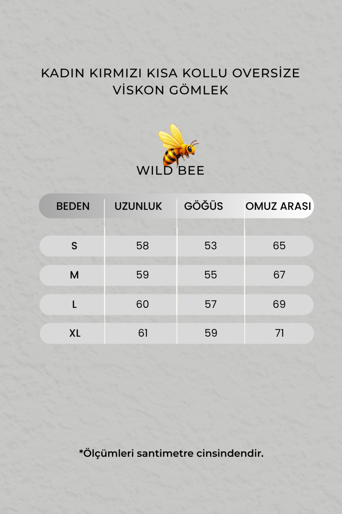 WILD BEE Kadın Kırmızı Kısa Kollu Oversize Viskon Gömlek görsel 5