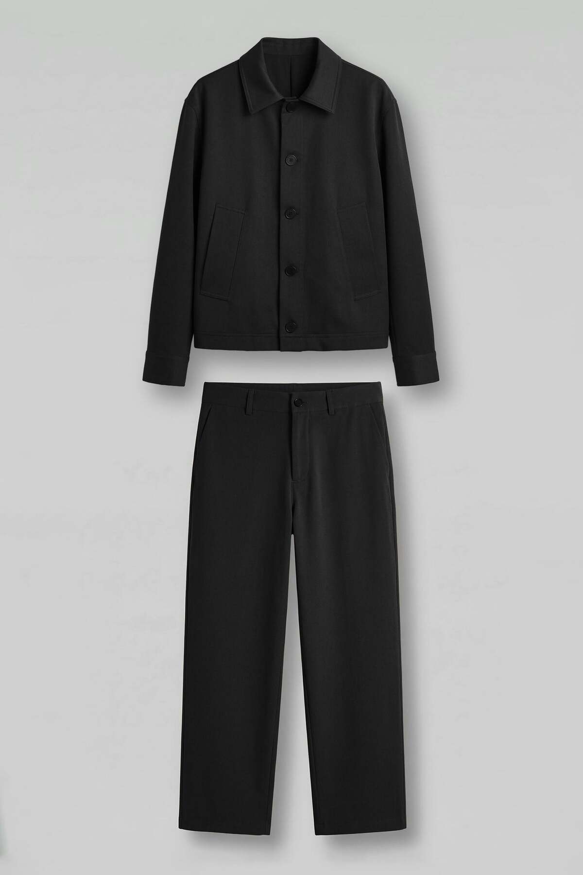 Men's Premium Relaxed Fit Jacket Pants Set Black