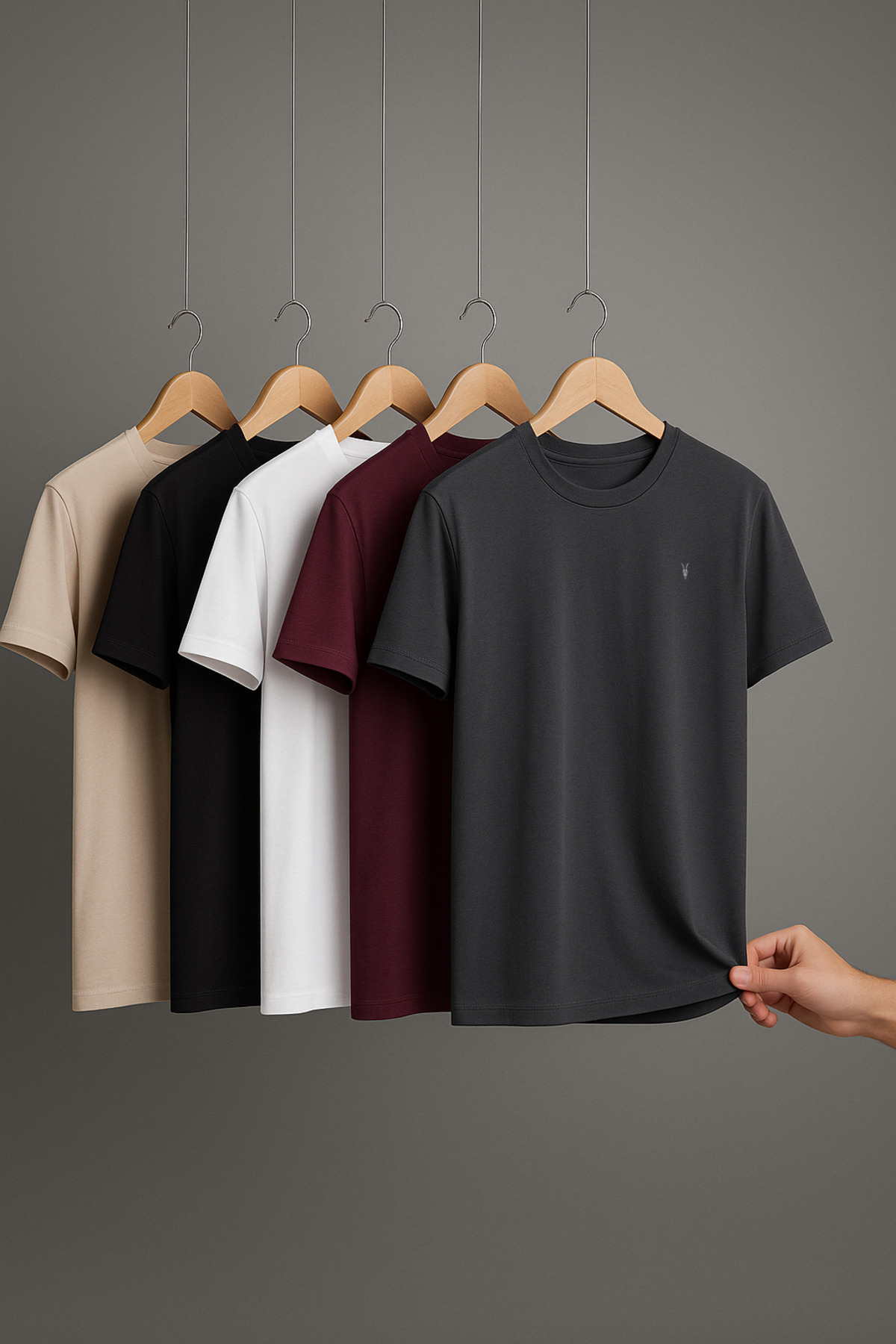 Men's Crew Neck Casual Basic 5-Piece T-Shirt