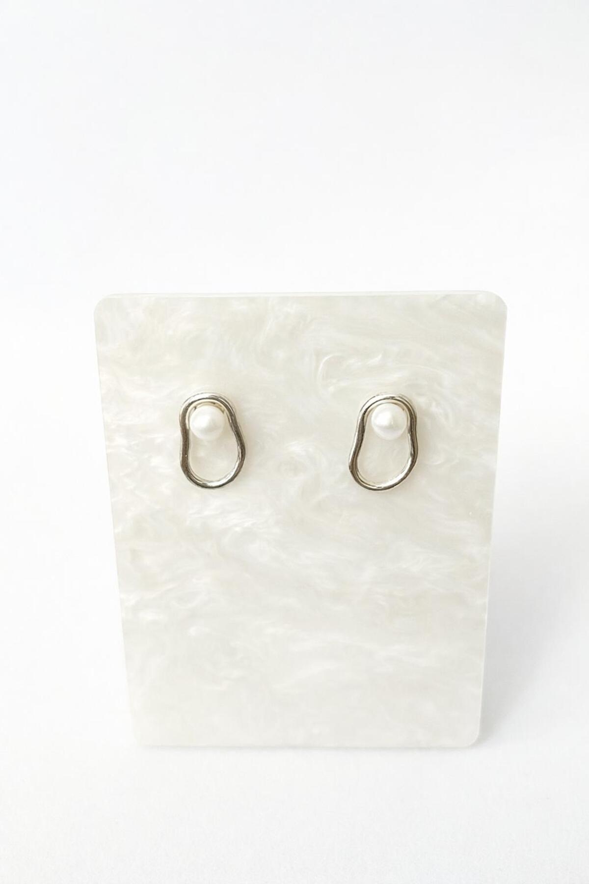 Gerçek İncili Zarif Desenli Gümüş Küpe / Hediye Küpe / Sevgiliye Hediye