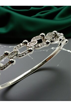 Allurist Jewerly Çelik zircon taşlı tasarım kelepçe bileklik