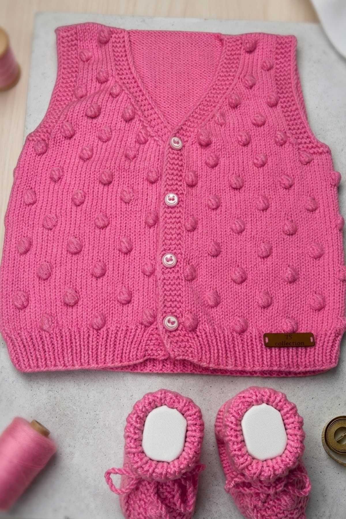 TS Collection El Örmesi Yelek ve Patik Seti || "Nako Elit Baby" ile örülmektedir fotoğrafı 3 (önizleme)