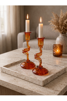 Glazze 2 Lİ ŞAMDAN KIRMIZI 27 X 23 CM
