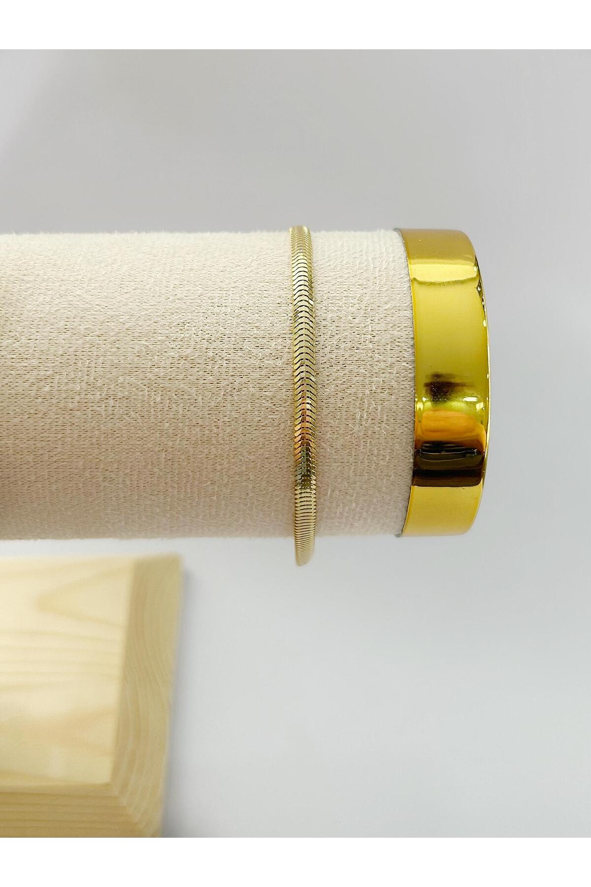 İtalyan Tasarımı 925 Ayar Gümüş Bileklik / 3 mm Kalınlık - 2