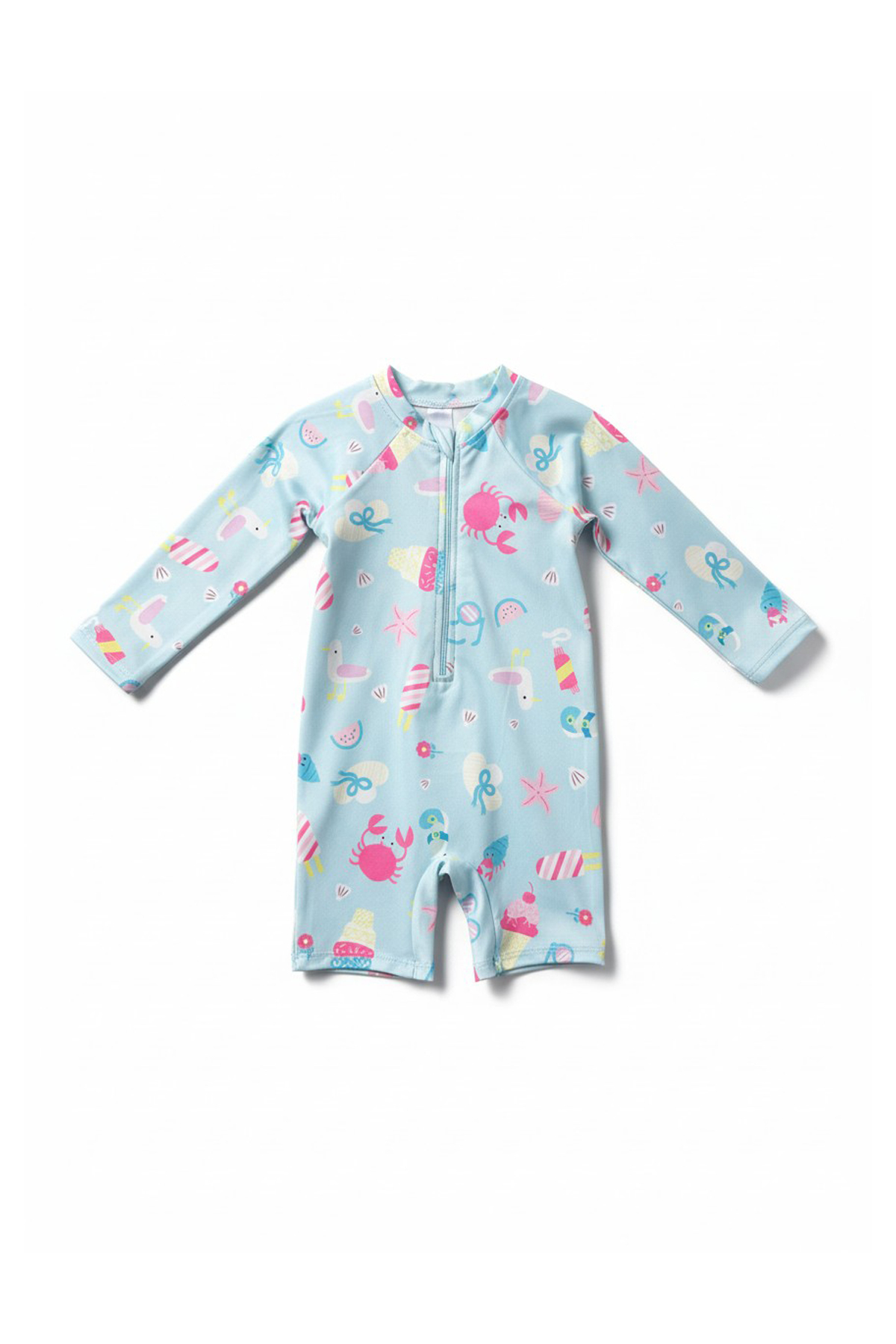 Minipodyum Kız Bebek Yüzücü Mayosu Uzun Kollu Desenli fotoğrafı 2 (önizleme)