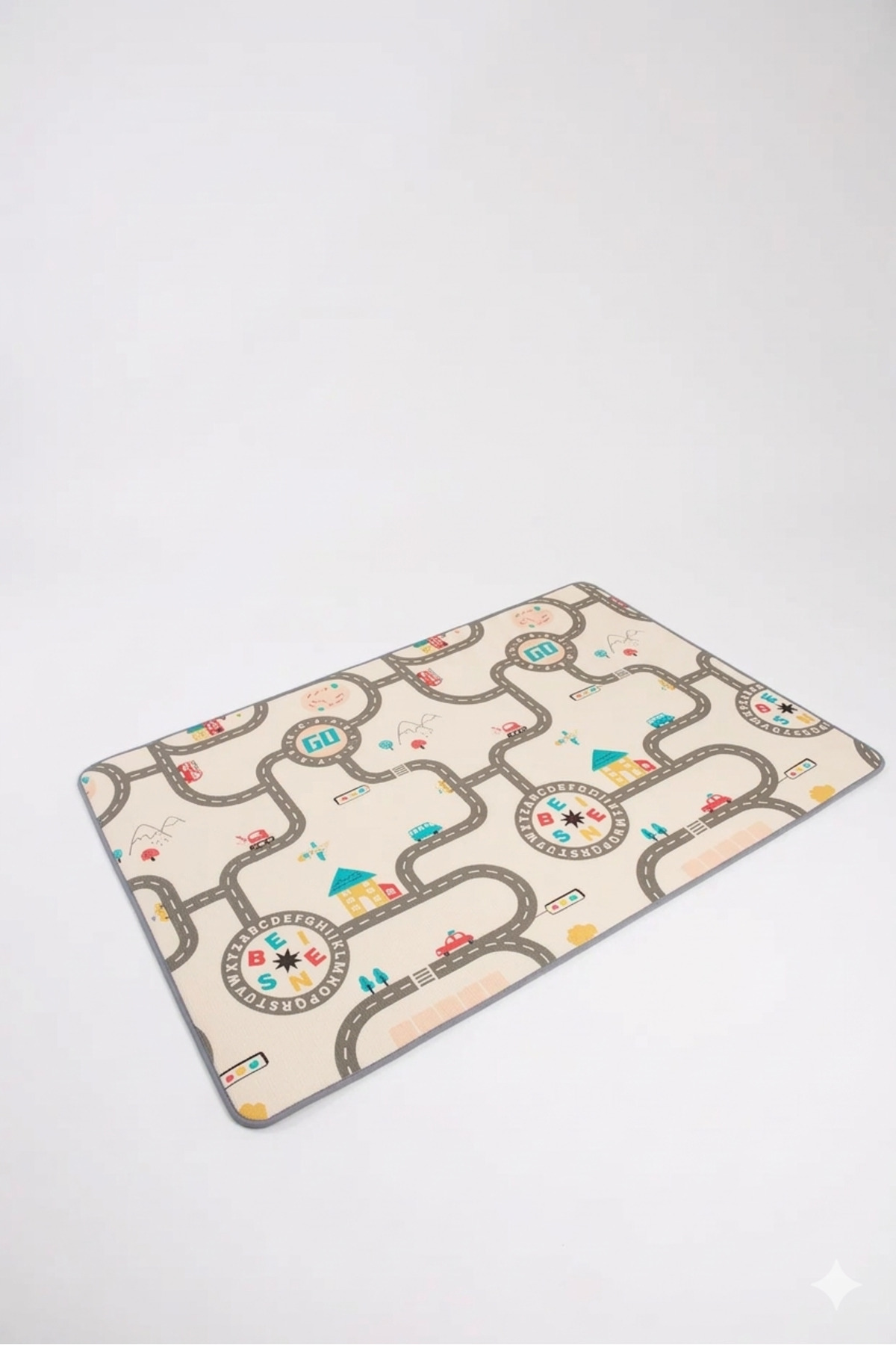 BebeMango Çift Taraflı Bebek Oyun Halısı 100x100 cm Katlanabilir Kaymaz Taban Silinebilir Çocuk Oyun Matı fotoğrafı 3 (önizleme)