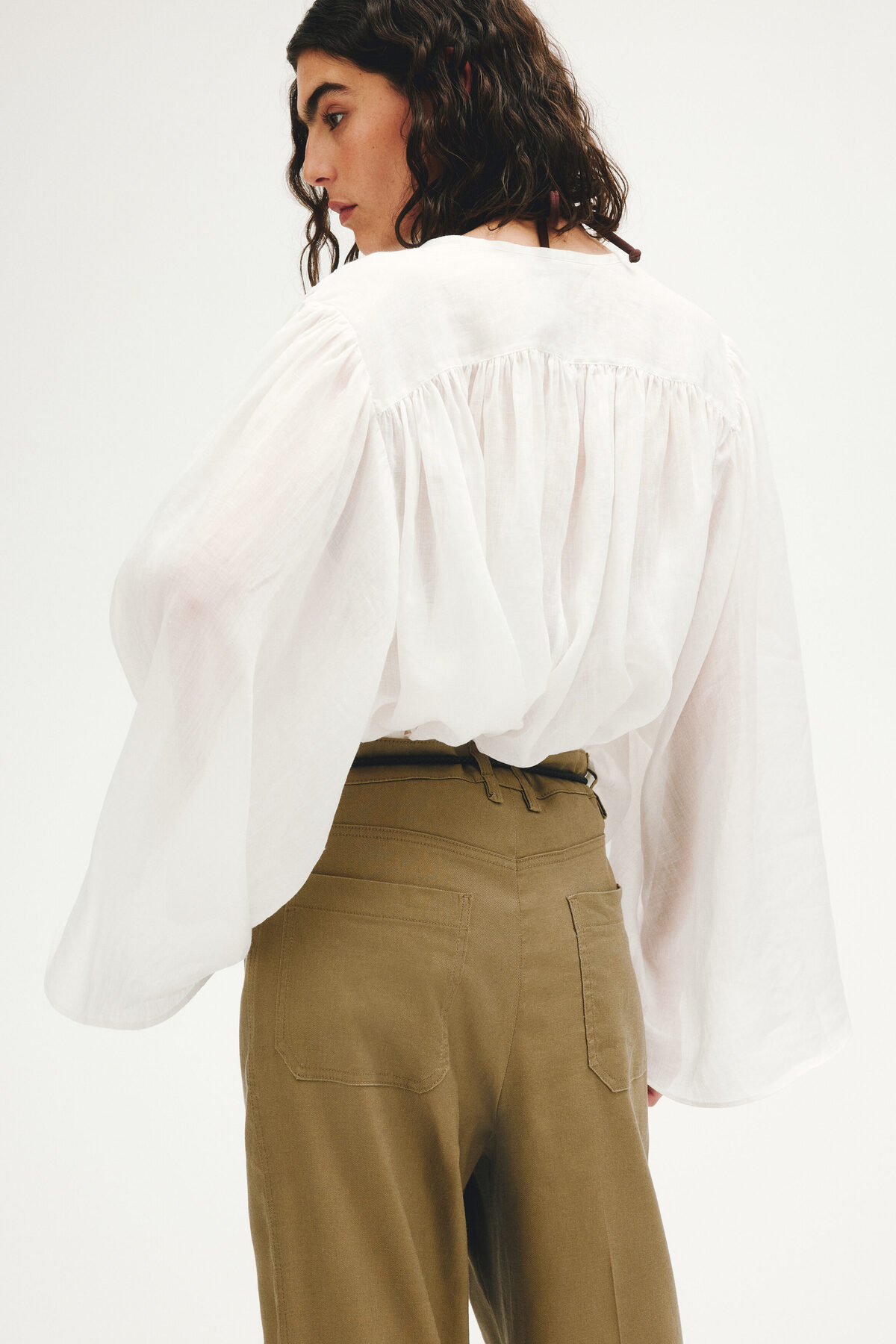 H&M Keten Karışımlı Çizme Paça Pantolon görsel 6