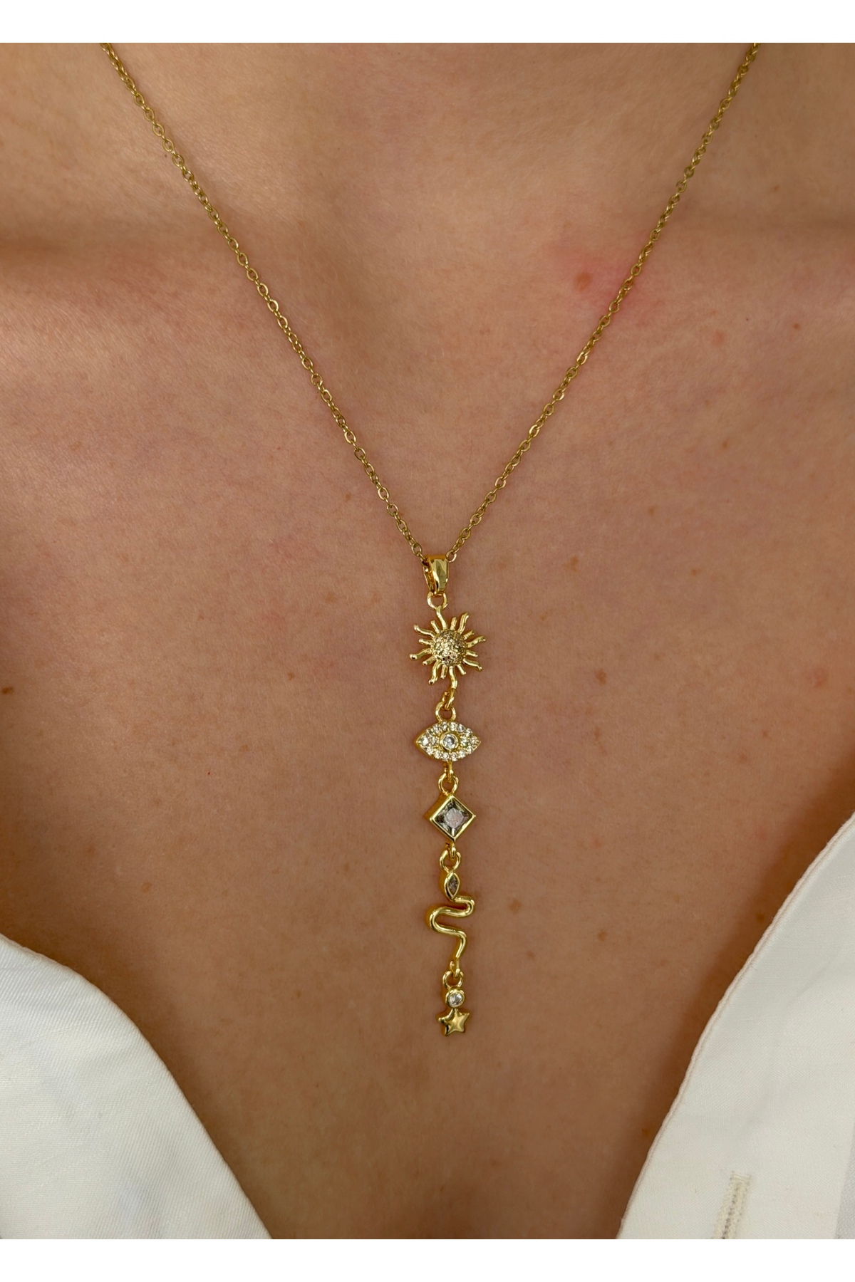 KİLİGİSTANBUL ÇELİK GOLD, FİGÜRLER KOLYE 45 CM (+5 cm uzatma)