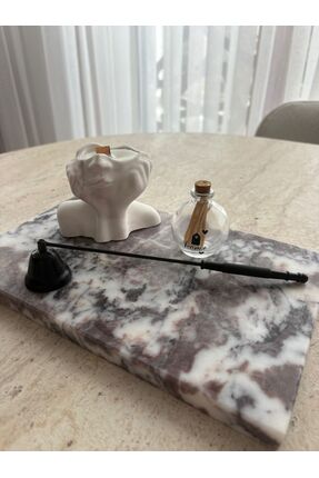 Pergamon Marble & Design Koyu Menekşe Mermer Dekoratif tepsi