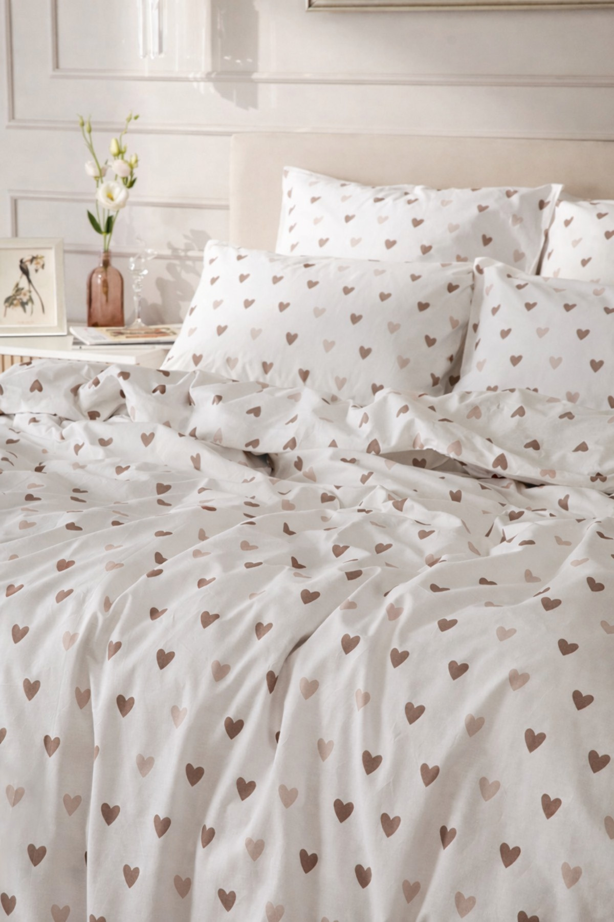 100% cotton cozy hearts double duvet cover set
