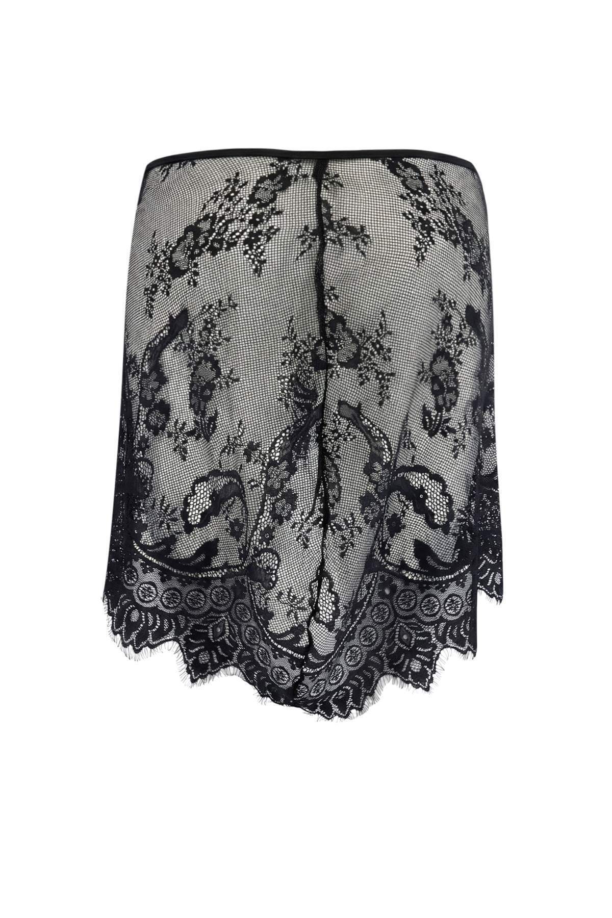 Trendyolmilla  Siyah Dantel Yandan Bağlamalı Transparan Örme Büyük Beden Pareo Etek TBBSS26AZ00043 - Görsel 9