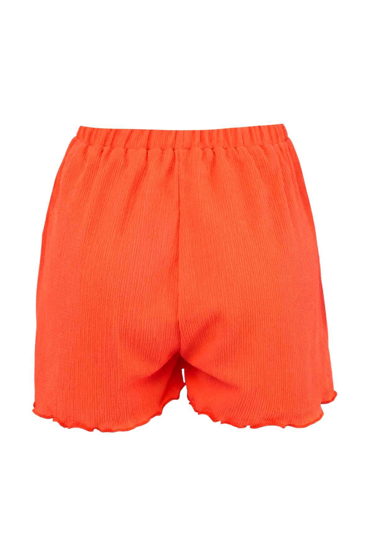 Trendyolmilla  Nar Çiçeği Örme Mini Halter Yaka Plaj Bluz Şort Takım TBESS26AU00030 - Görsel 7