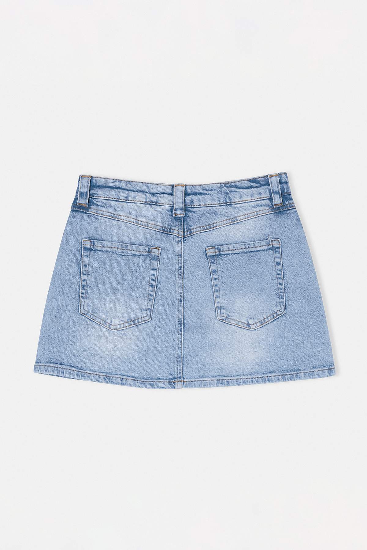 Trendyolmilla  Mavi Az Esnek Mini Denim Şort Etek TWOSS26SR00052 - Görsel 2