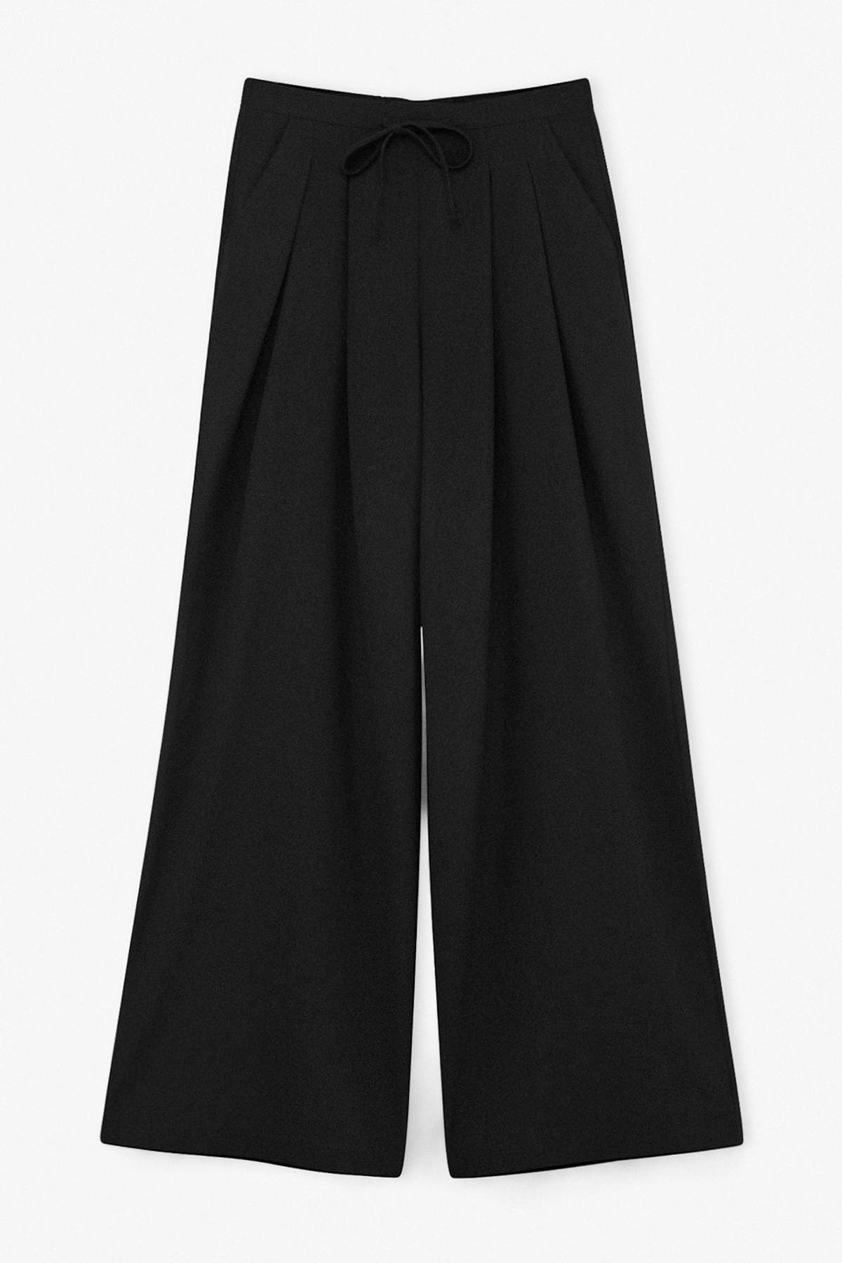 Trendyolmilla  Siyah Beli Lastikli Palazzo İpli Rahat Kalıp Pantolon TDRSS26PL00014