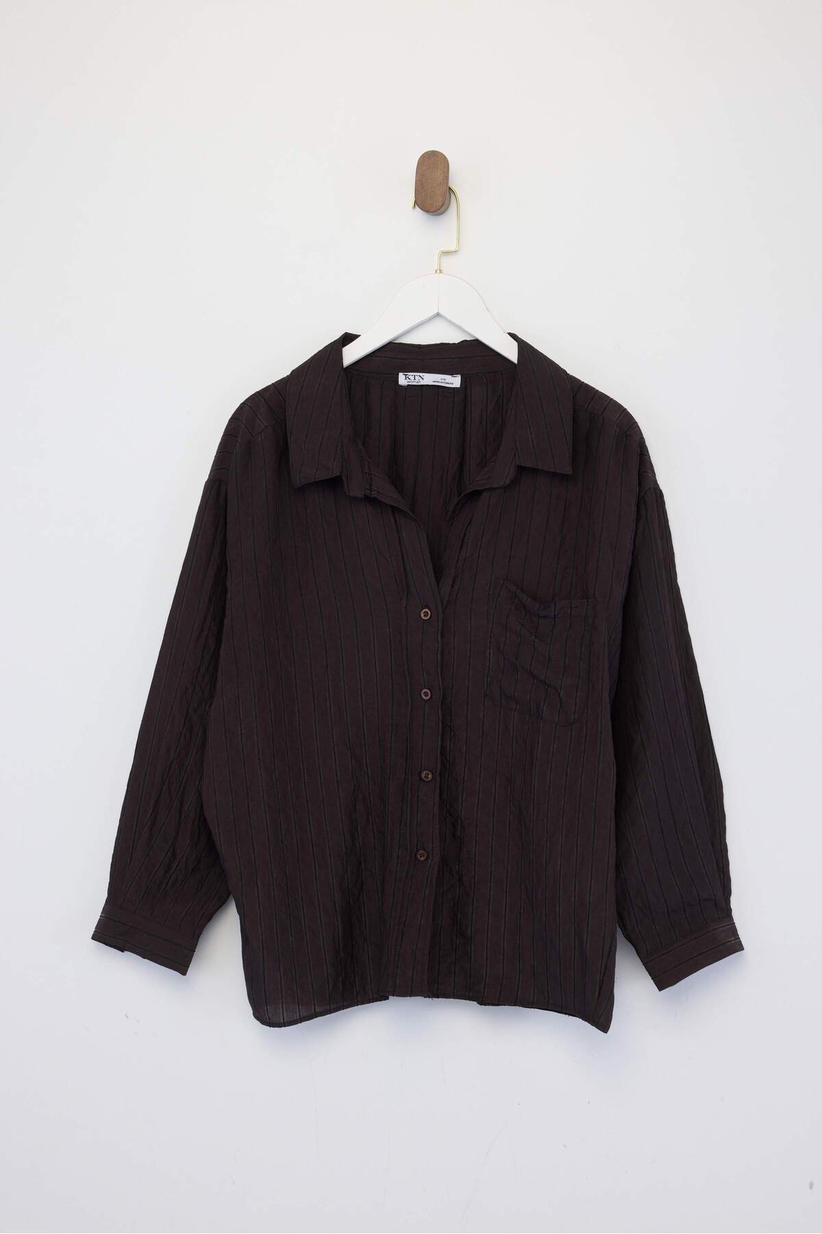 Drop by Trendyolmilla Kahverengi Çizgili Gömlek TDRSS26GO00049