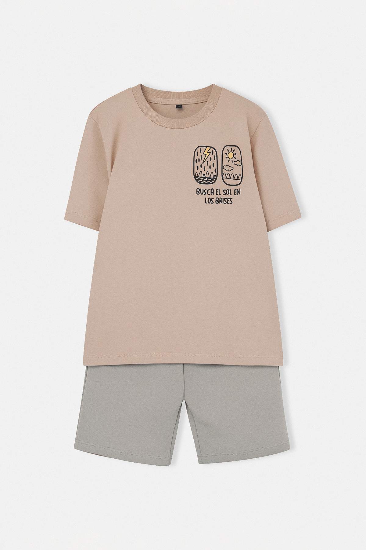 Trendyolmilla  Bej Düz Örme Erkek Çocuk Alt - Üst Takım TKDSS26AU00036 - Görsel 3