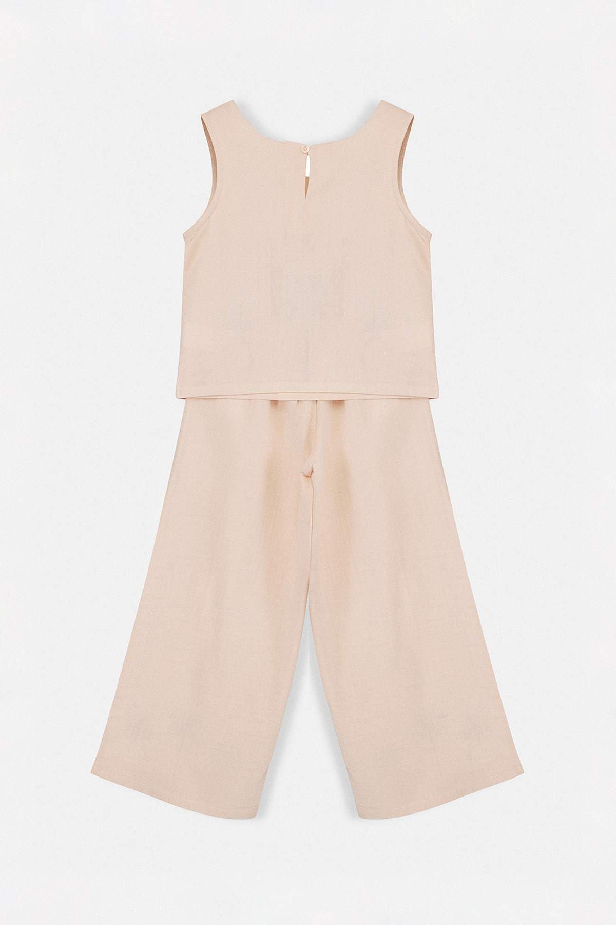 Trendyolmilla  Pudra Nakışlı / İşlemeli Örme Kız Çocuk Müslin Alt - Üst Takım TKDSS26AU00087 - Görsel 5