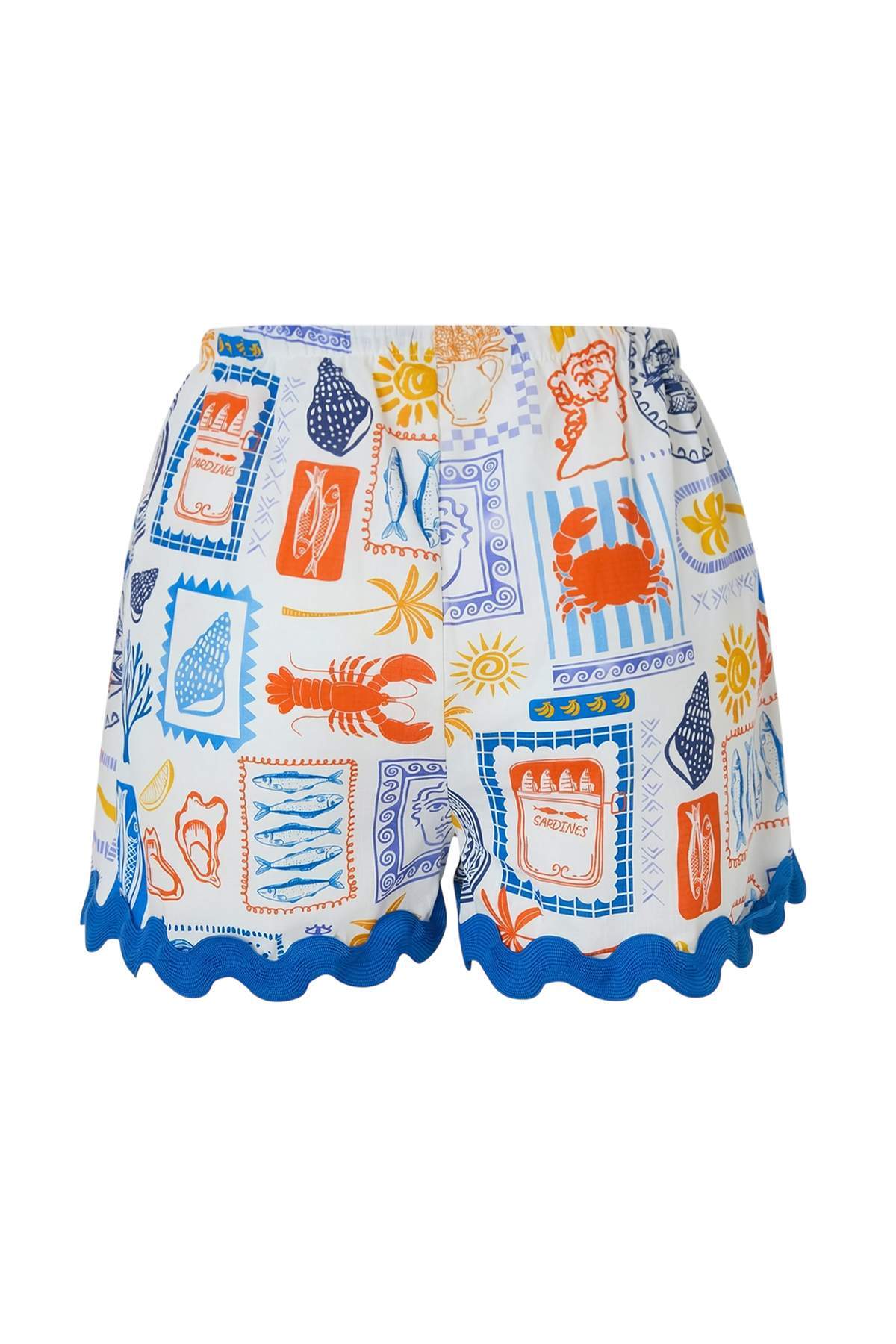 Trendyolmilla  Su Altı Mix Desen Dokuma Şeritli Plaj Gömlek-Şort Takım TBESS25AU00047 - Görsel 8