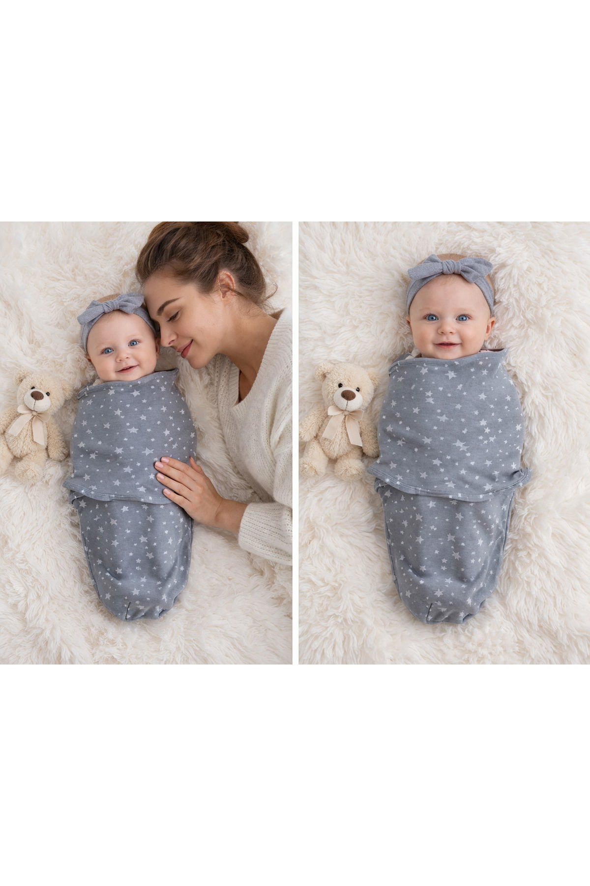 Mommyslab 0 - 4 Ay Yeni Sezon Renkli Desenli Cırtlı Pamuk Bebek Kundak %100 Pamuk (OEKO TEX VE CIT BELGELİ) fotoğrafı 3 (önizleme)