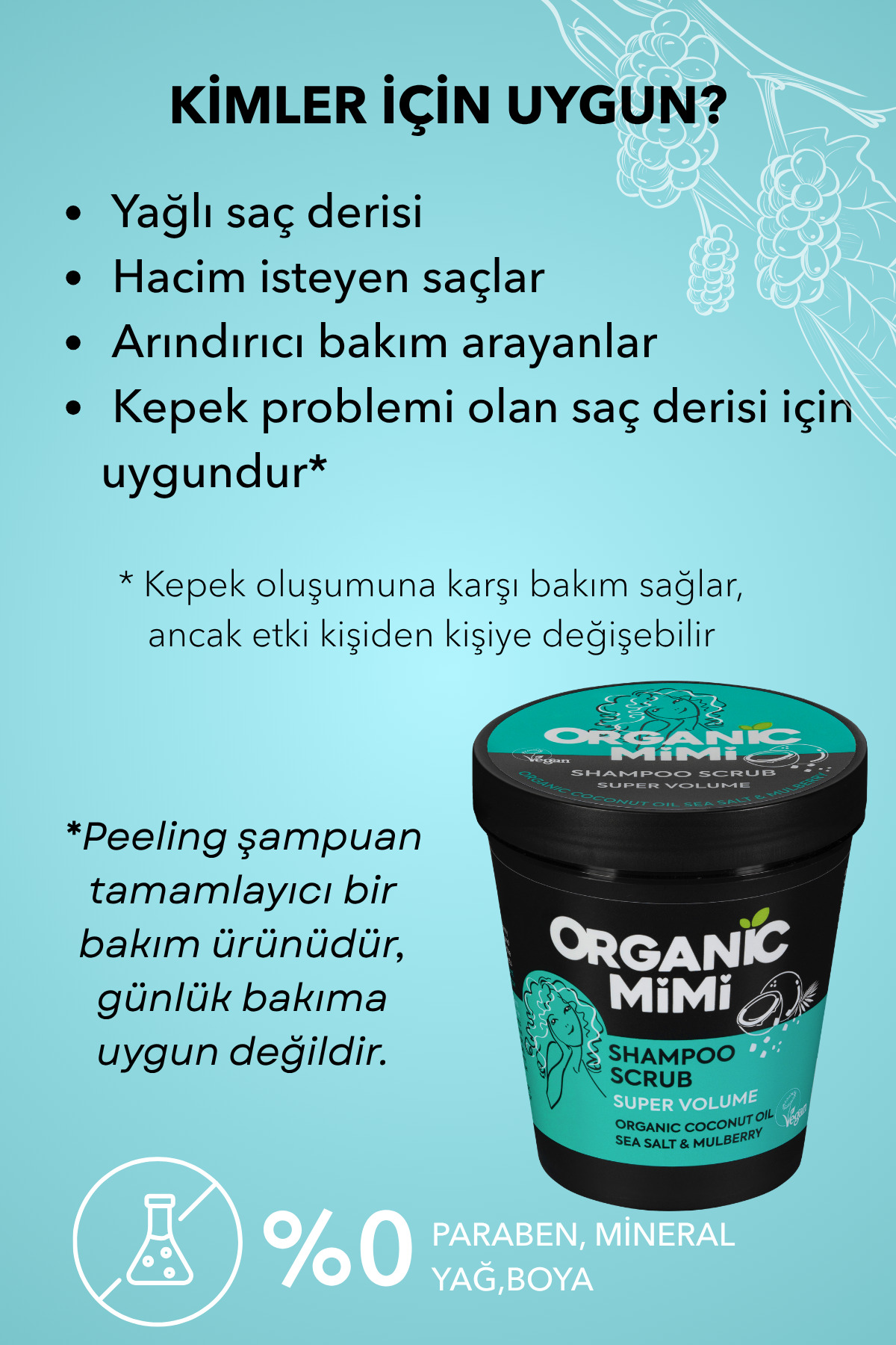 Peeling Şampuanı Deniz Tuzu ve Dut Özlü Kepek Önleyici Süper Hacim Kazandırıcı 280 G — 8606032061310 — تصویر 5 از 9