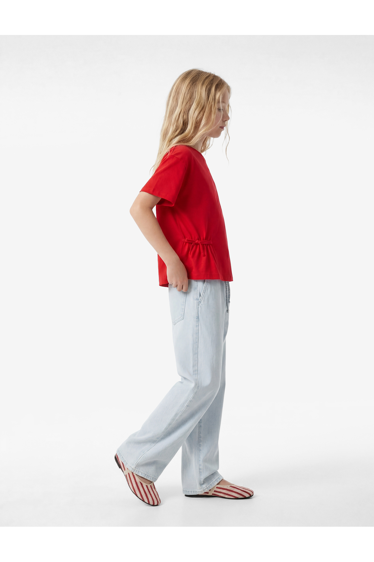 Koton Crew Neck Short Sleeve Cotton Drawstring T-Shirt