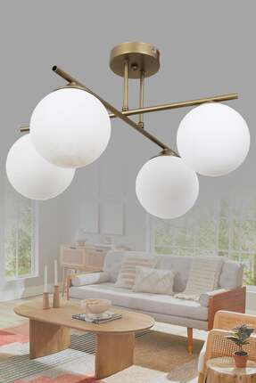 Taşcan Aydınlatma Jade 4 Lü Eskitme Avize Beyaz Camlı Dekoratif Tasarım Yatak...