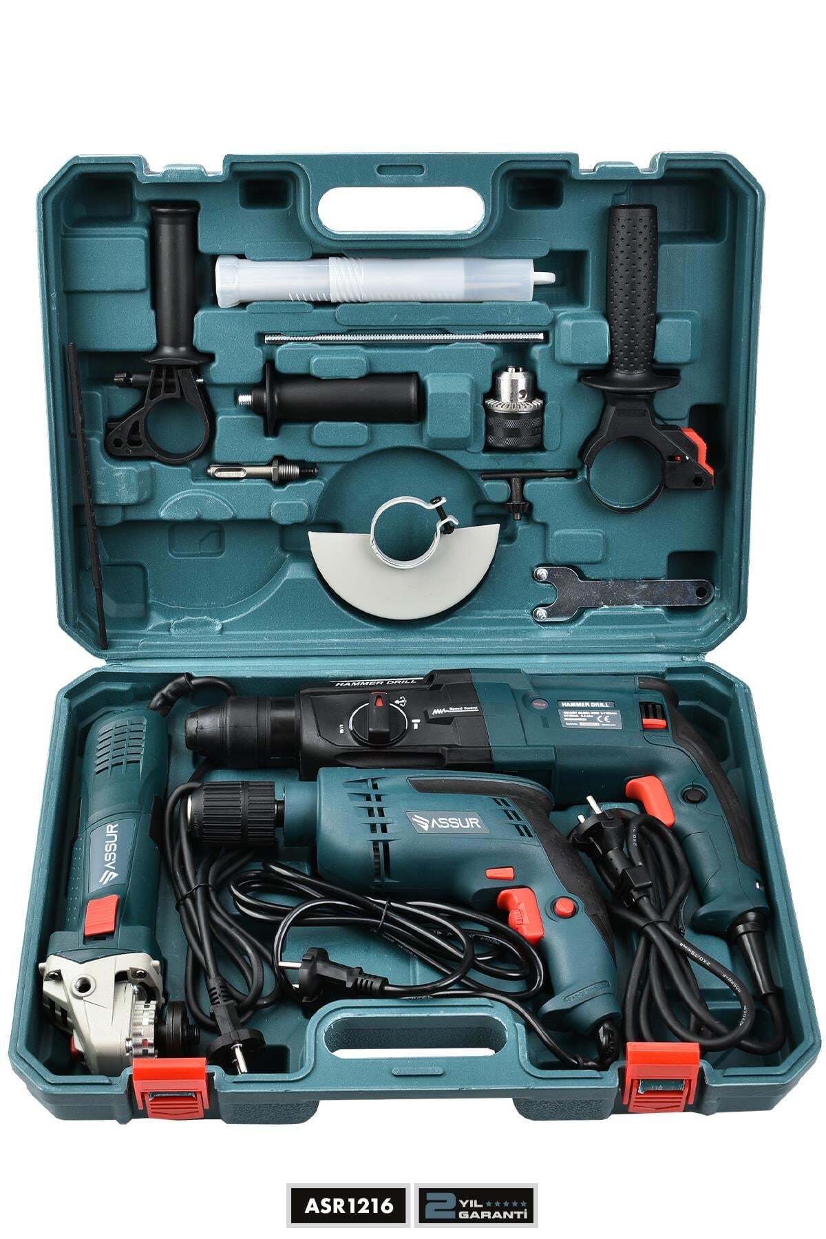 ASSUR Profesyonel Elektrikli 3'lü Set Matkap, Taşlama, Kırıcı/Delici Hilti