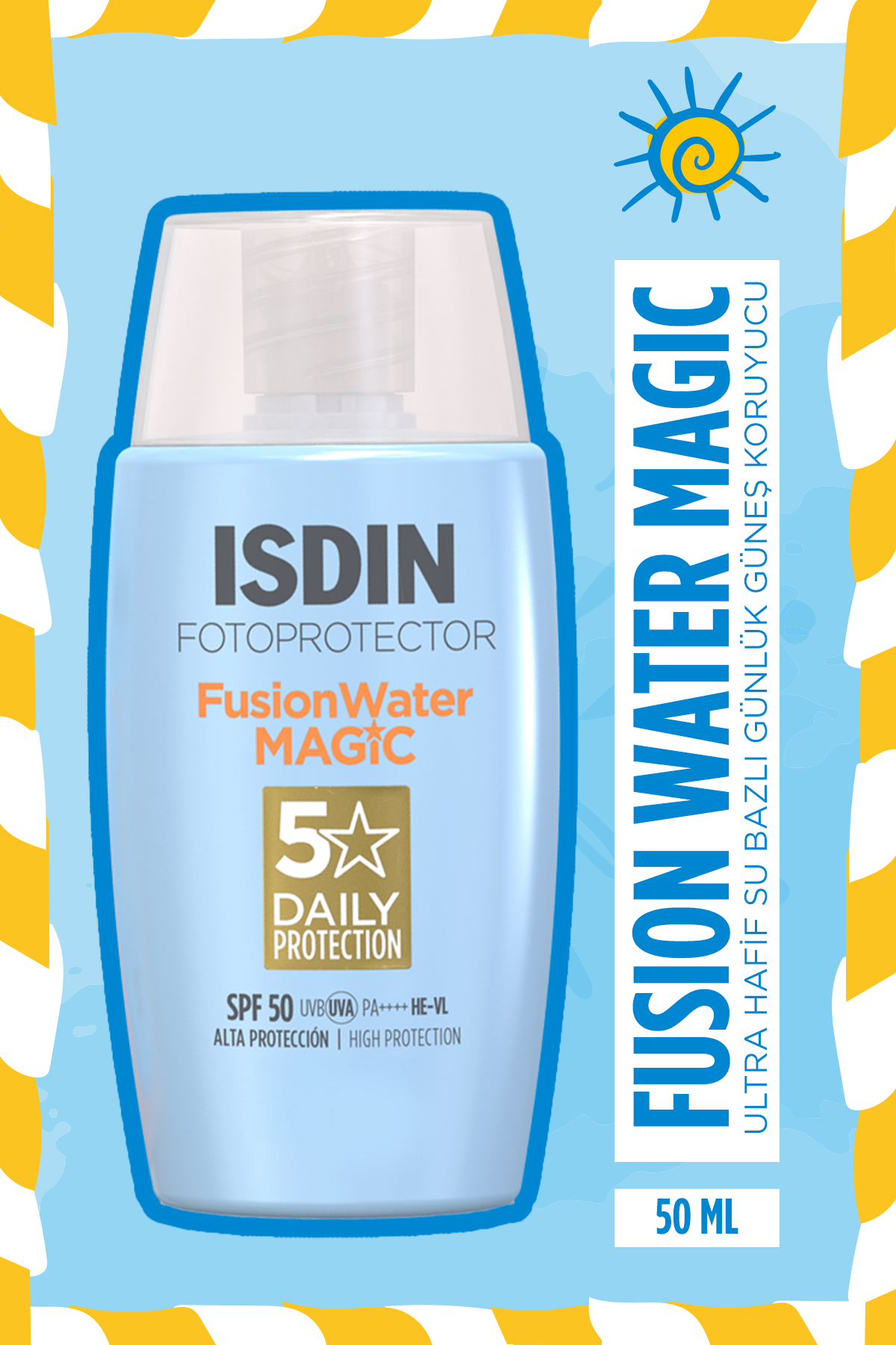 ضد آفتاب آبی ISDIN Fotoprotector Fusion Water Magic SPF50 حجم ۵۰ میلی‌لیتر