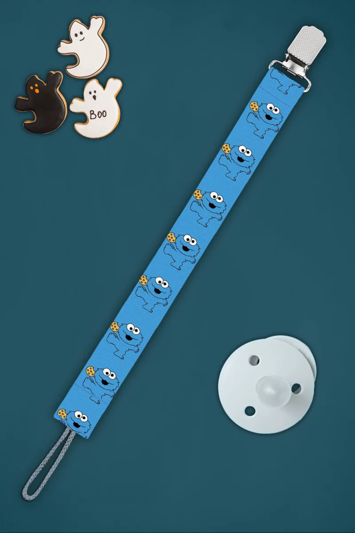 Apptakı Kurabiye Canavarı Bebek Emzik Askısı Emzik Zinciri Emzik Tutacağı Emzirme Aksesuarı - EMZ0051 fotoğrafı 2 (önizleme)