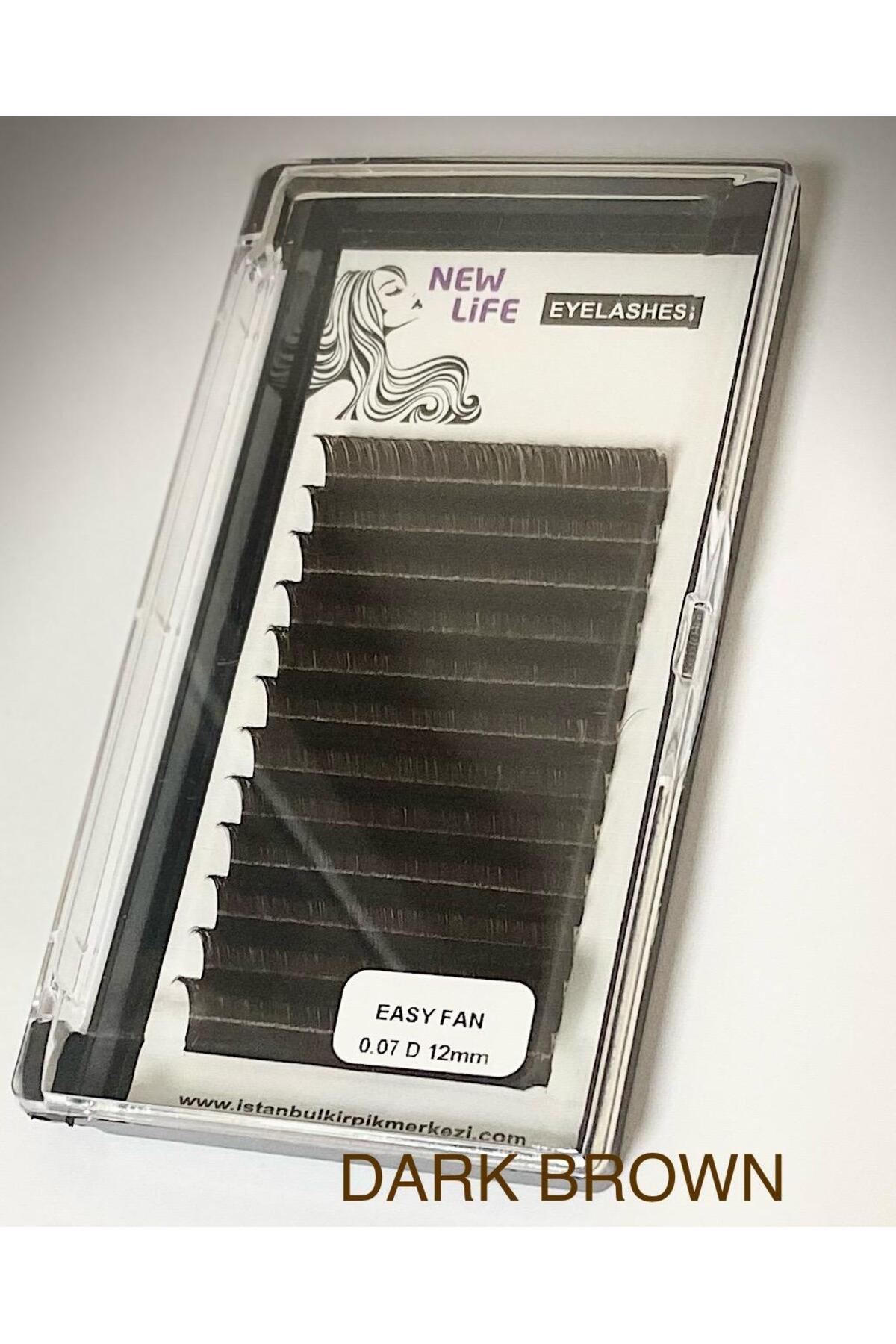Kolay Volume Kahverengi İpek Kirpik D Kıvrım 0,07 Kalınlık 12mm uzunluk - EASY FAN — KK0007D12