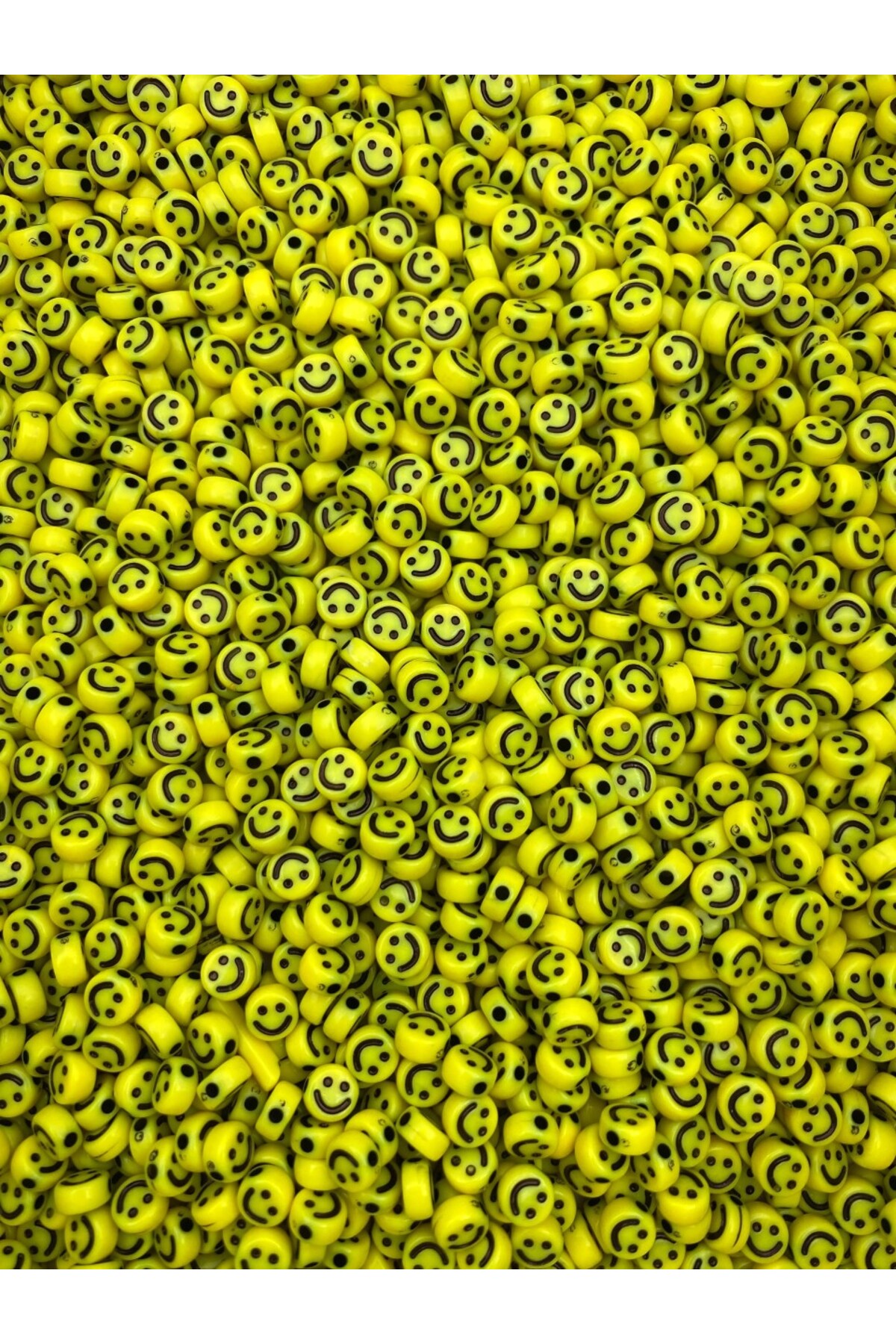 Genel Markalar 25gr Sarı Renk 4x7mm Smile, Gülen Yüz Boncuk ,Yassı Plastik Surat Boncuk (25 Gr, ~200 Adet) fotoğrafı 4 (önizleme)