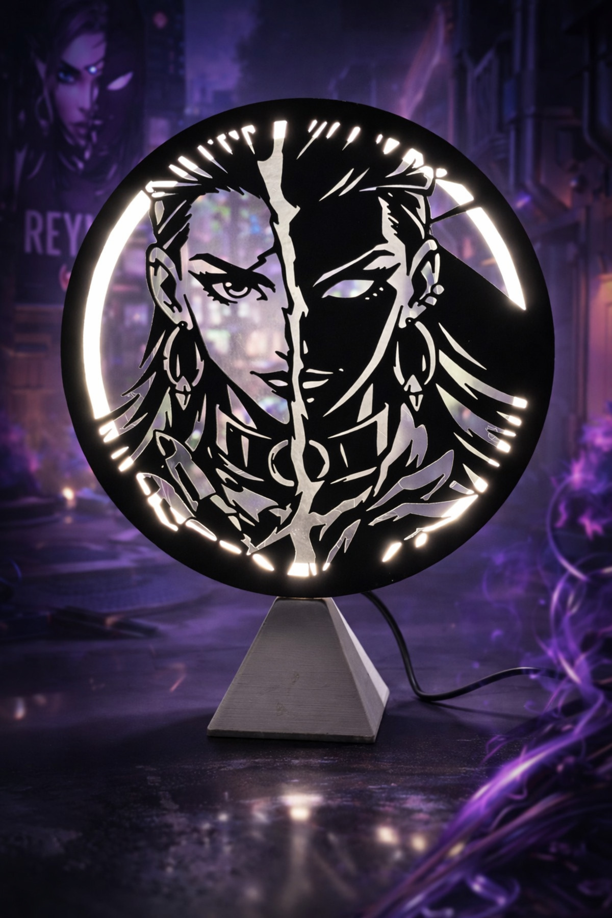 CELESSE Valorant Reyna Halka LED Işıklı Masa Gece Lambası Gamer