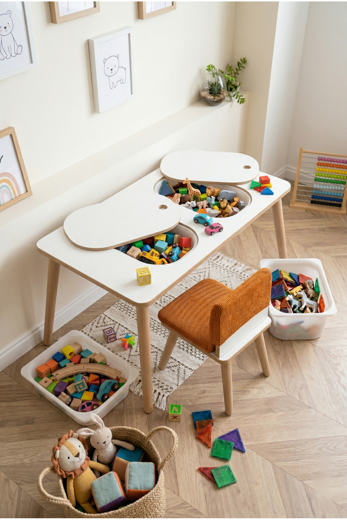 POFİTTO Montessori Çocuk Masası - Oyun Masası - Aktivite Masası - Çalışma Masası - Etkinlik Masası fotoğrafı 4 (önizleme)