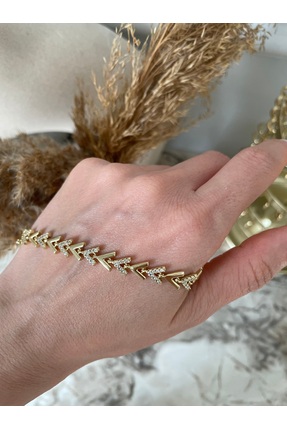 XUPING JEWELRY VIP 14kK Taşlı Sıralı V Model Bileklik