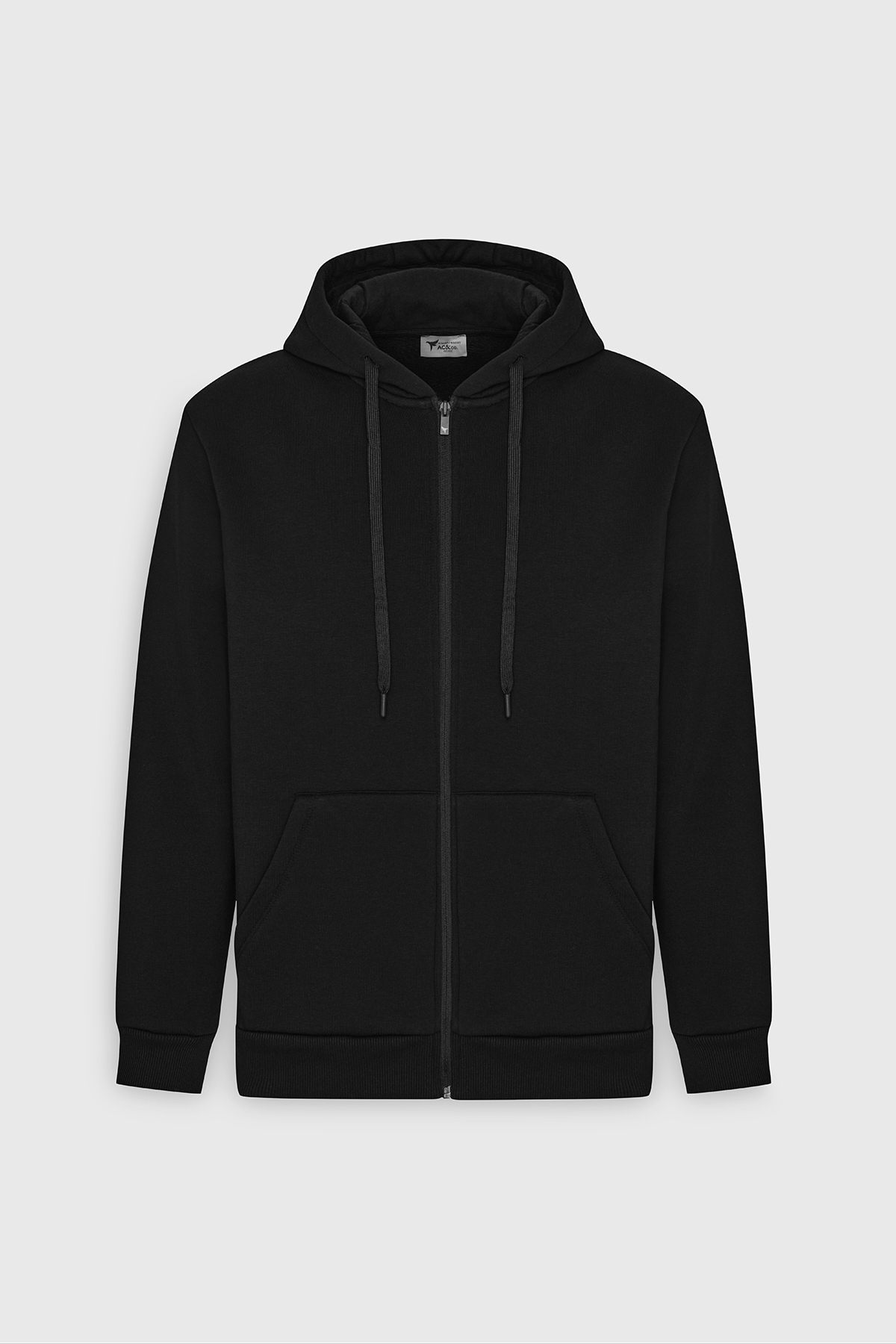AC&Co / Altınyıldız Classics Erkek Siyah Standart Fit Normal Kesim Içi Polarlı 3 Iplik Kapüşonlu Fermuarlı Sweatshirt Ceket görsel 8