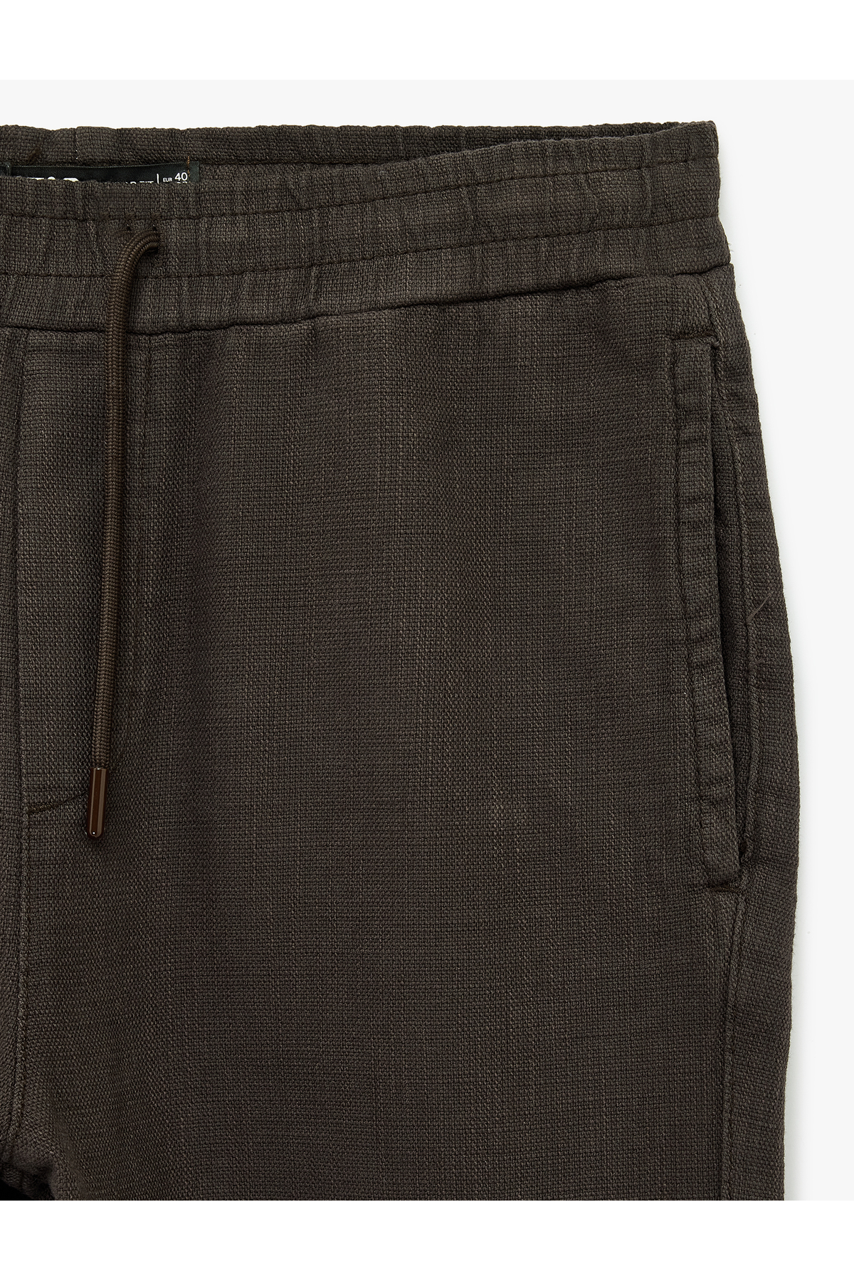 Regular Fit Pamuklu Cepli Beli Bağcıklı Pantolon — قهوه‌ای 6SAM40009IW — تصویر 5 از 5
