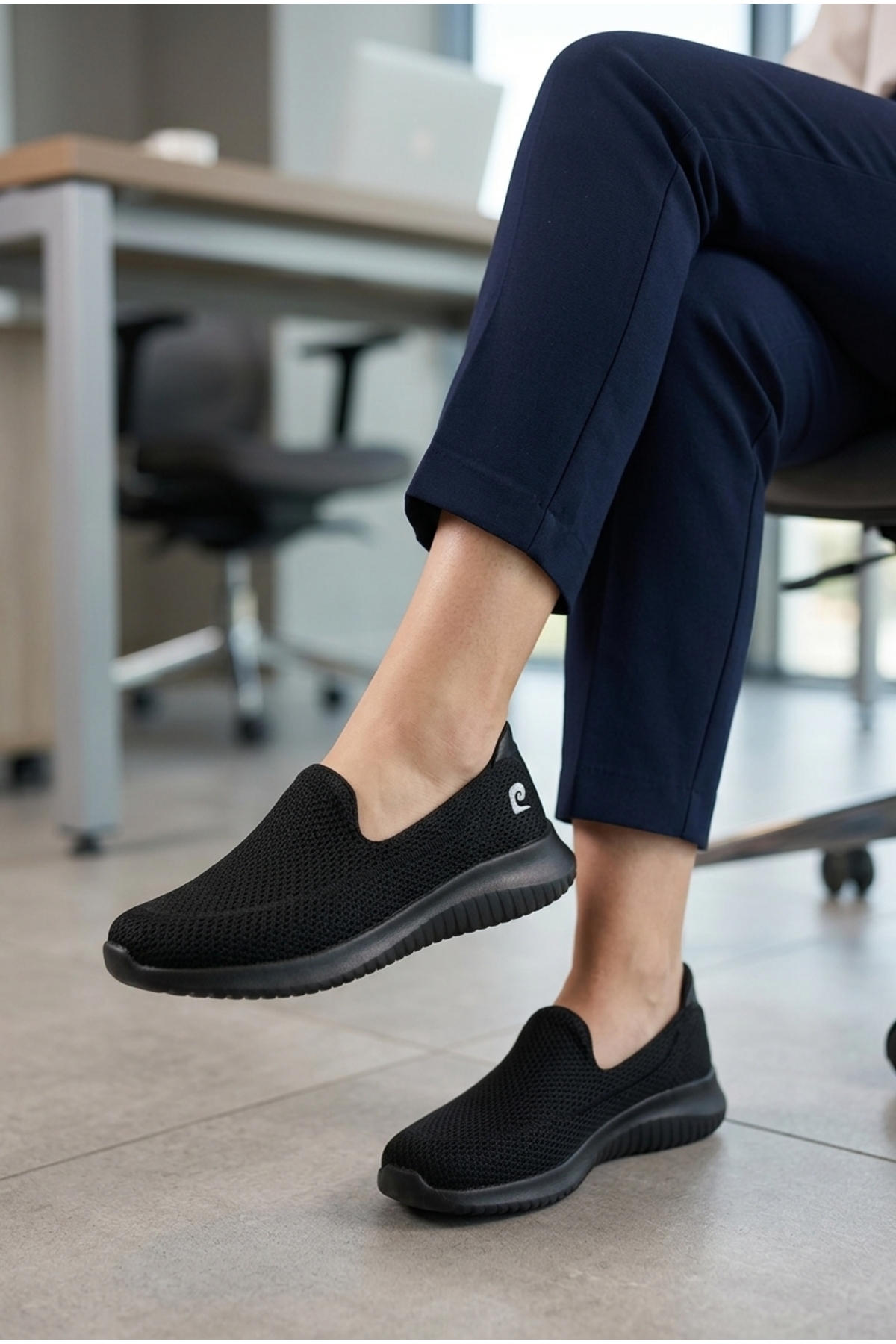 Pierre Cardin  ® | Siyah Kadın Sneaker Günlük Bağsız Spor Rahat Babet Ayakkabı - Görsel 3