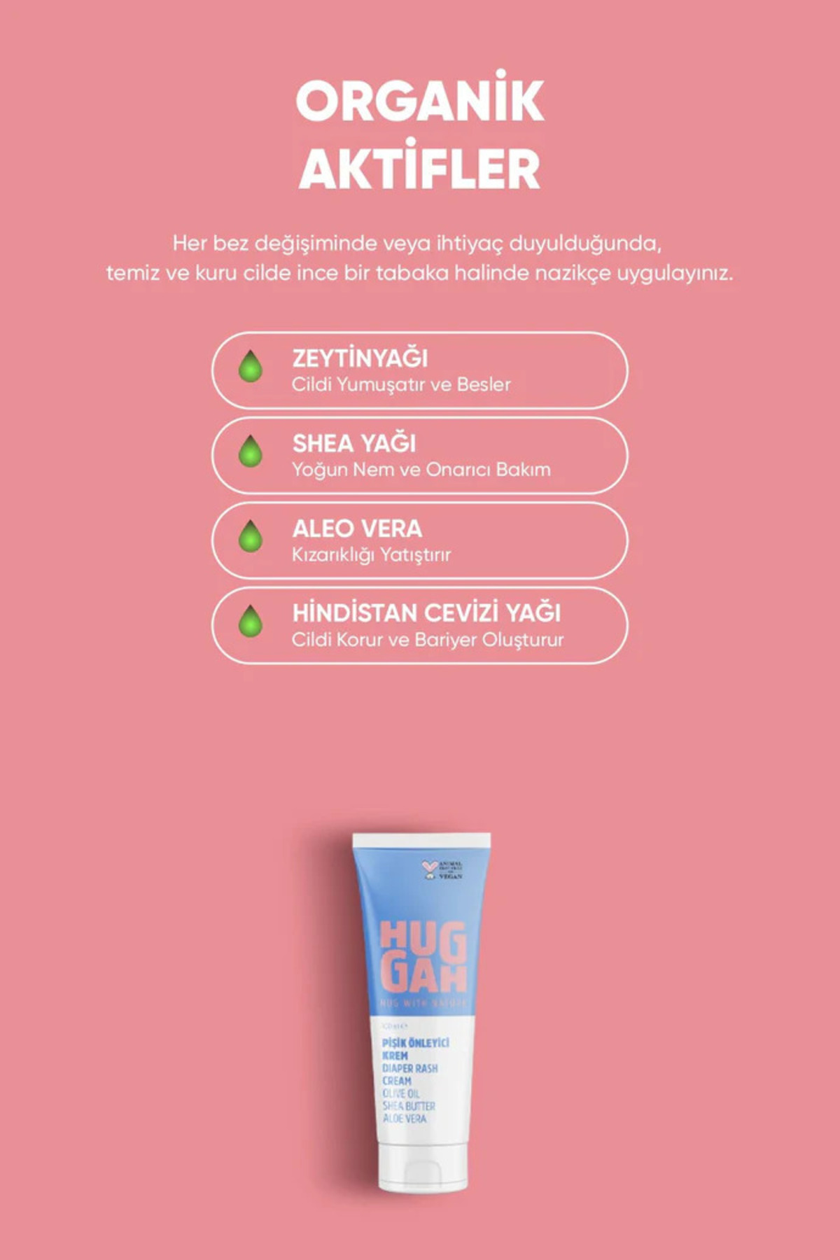 Huggah Organik Doğal Bebek Pişik Kremi 100ml – Hassas ve Normal Ciltler Için Doğal Bakım fotoğrafı 5 (önizleme)