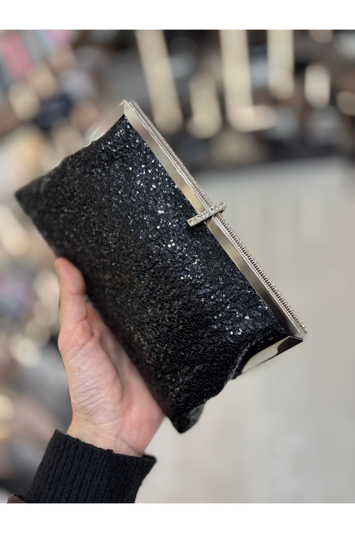 H&D COLLECTİON Kadın Venom Desen Taş Detaylı Cüzdan Clutch Model Portföy Özel Gün Ve Abiye Çanta görsel 4