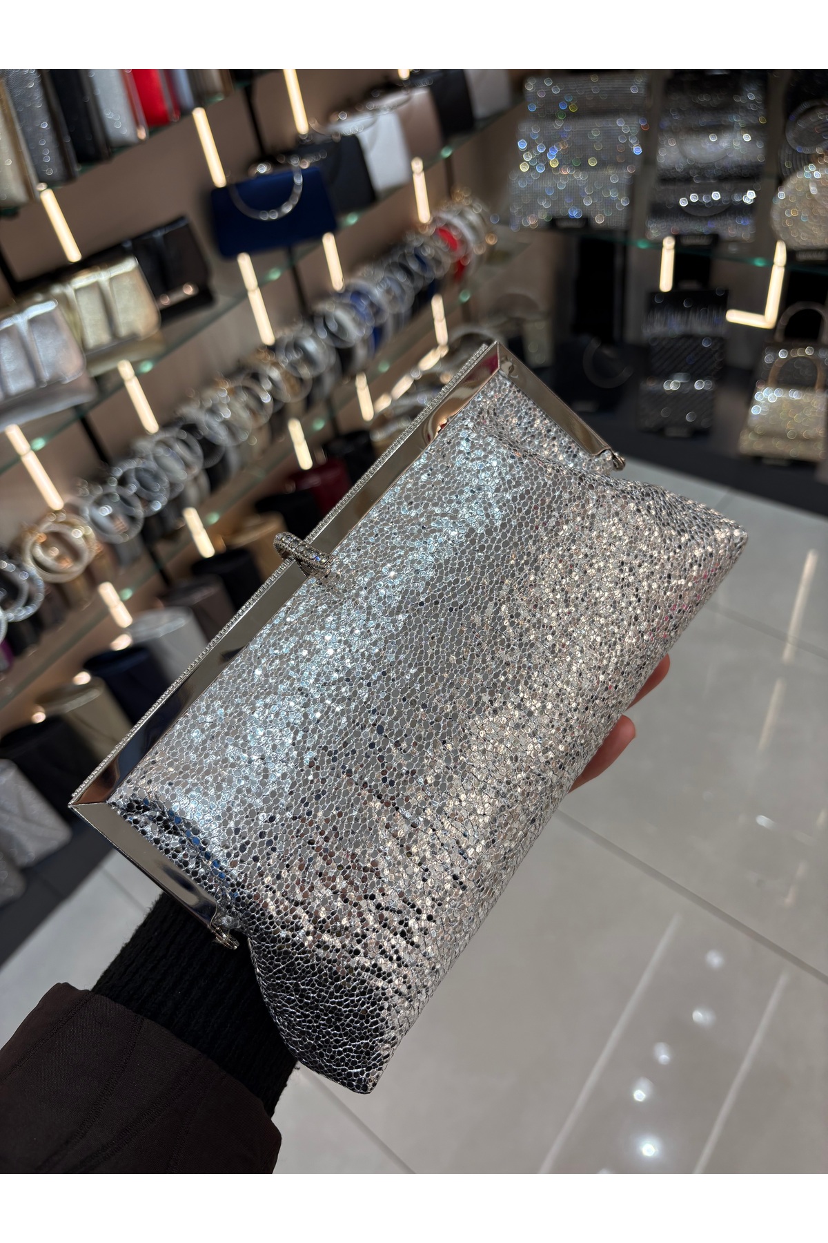 Çanta Trend Kadın Venom Desen Taş Detaylı Cüzdan Clutch Model Portföy Özel Gün Ve Abiye Çanta görsel 5