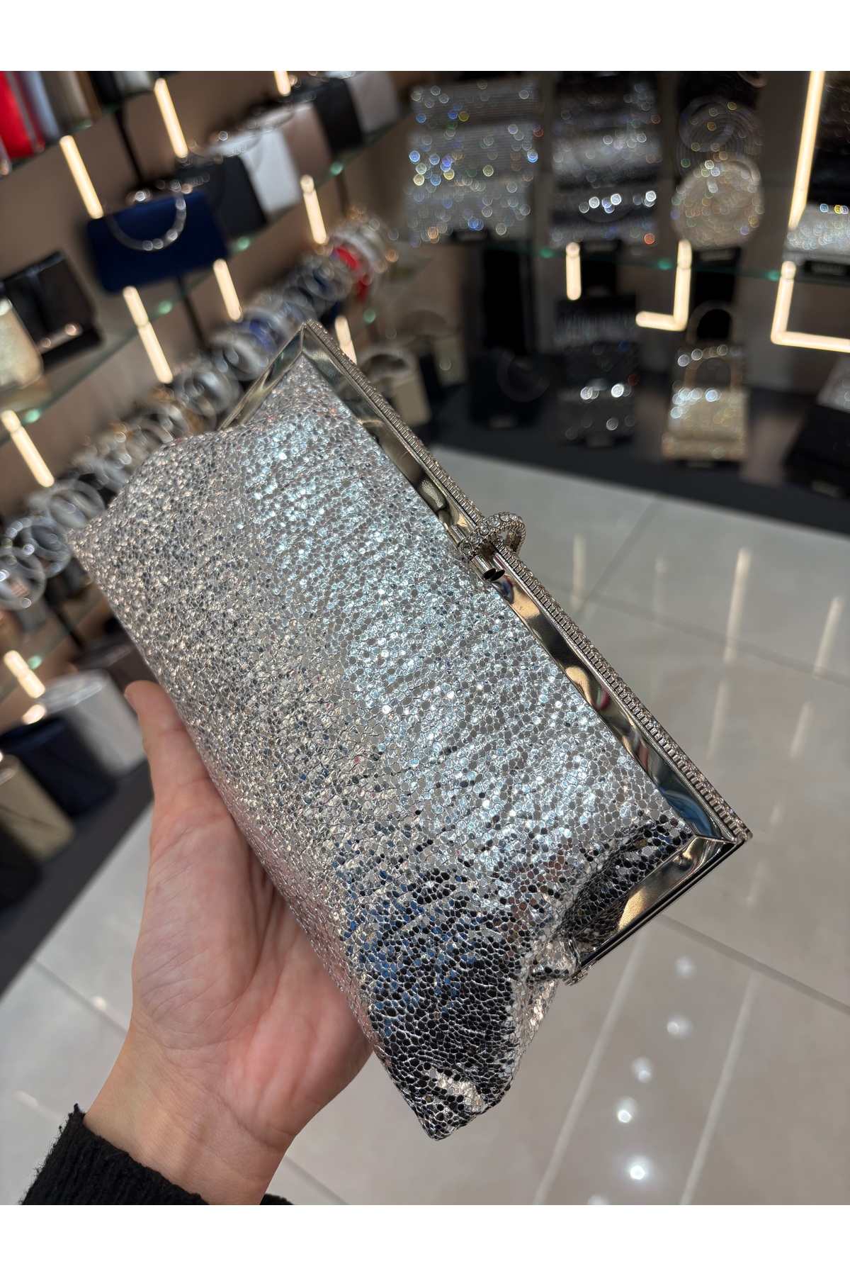 Çanta Trend Kadın Venom Desen Taş Detaylı Cüzdan Clutch Model Portföy Özel Gün Ve Abiye Çanta görsel 3