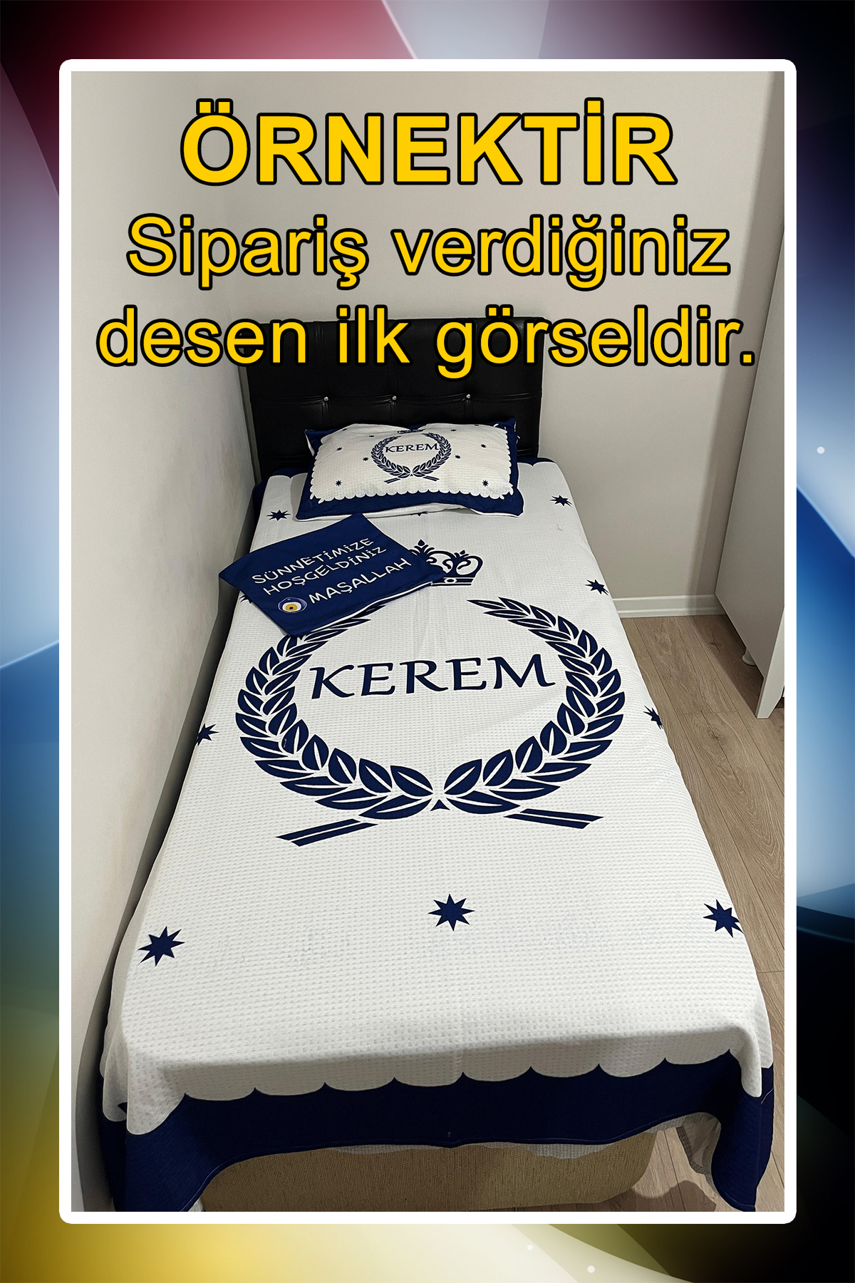 MEKTA HOME Bebek ve Çocuk Odası İsimli Sünnet Pike Takımı MHSPT-4069 fotoğrafı 5 (önizleme)