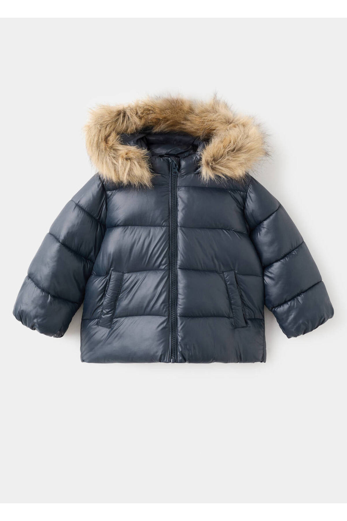 MANGO Baby Kapüşonu suni kürklü anorak fotoğrafı 3 (önizleme)