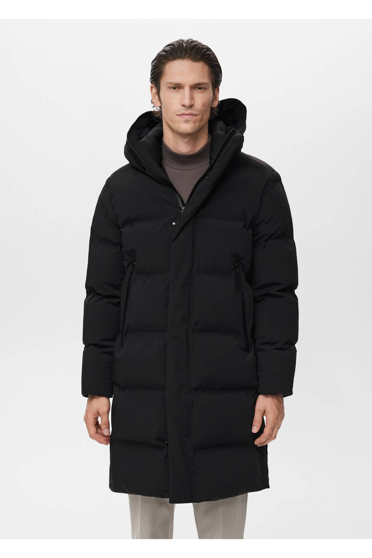 MANGO Man Thermolite® dolgulu waterproof kumaş uzun anorak — مشکی 17099204