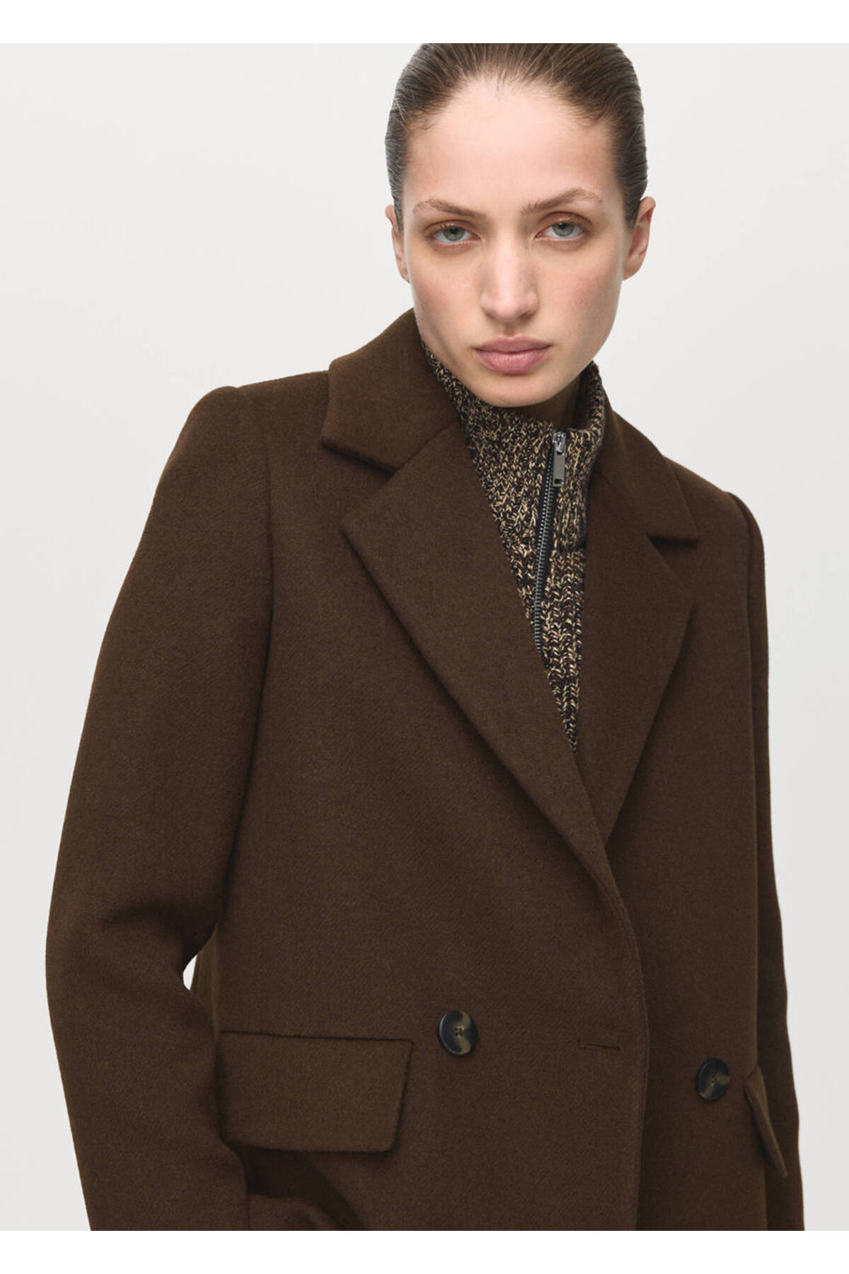 MANGO  Kruvaze yün karışımlı palto - Görsel 6