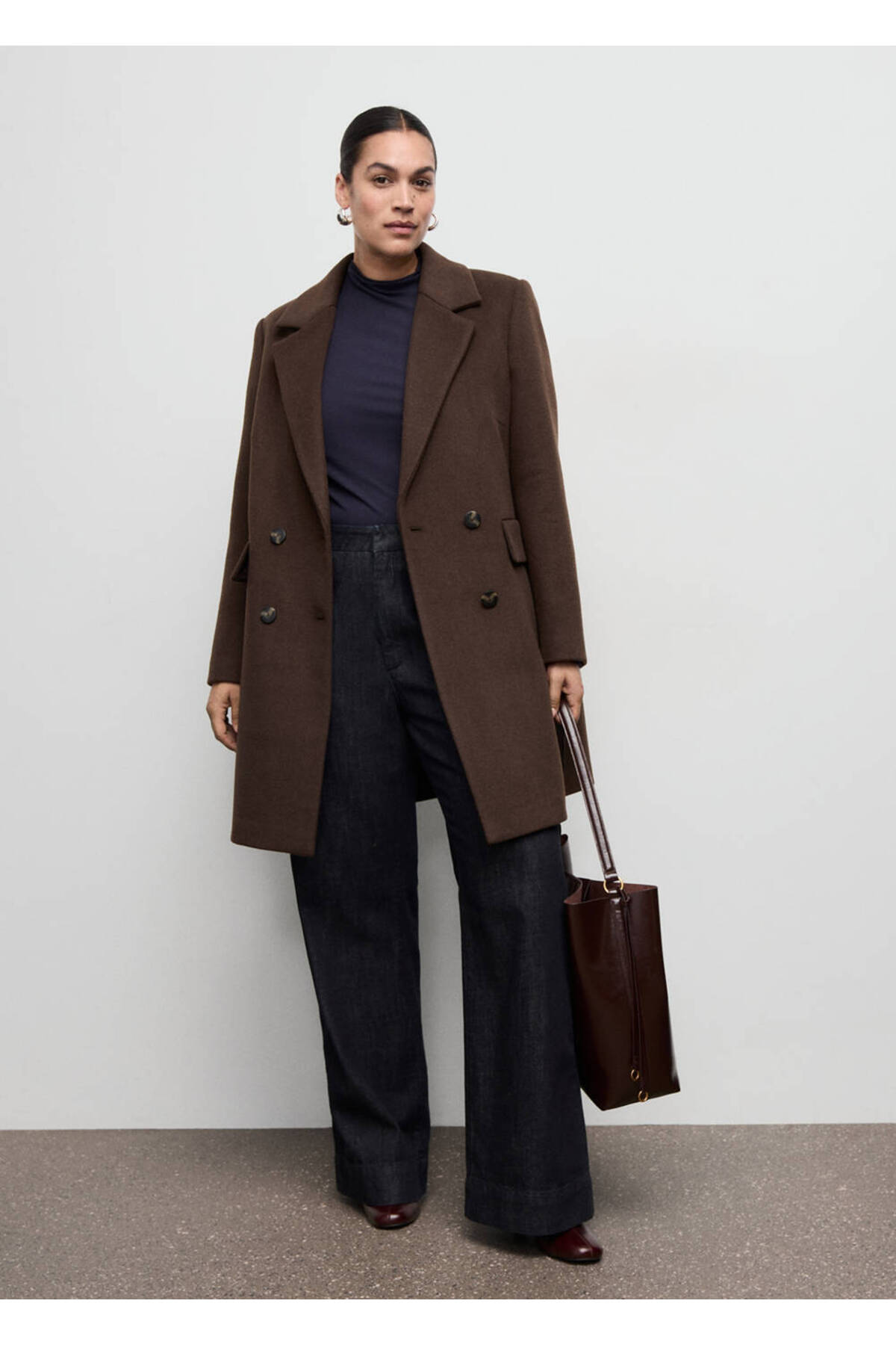 MANGO  Kruvaze yün karışımlı palto - Görsel 7