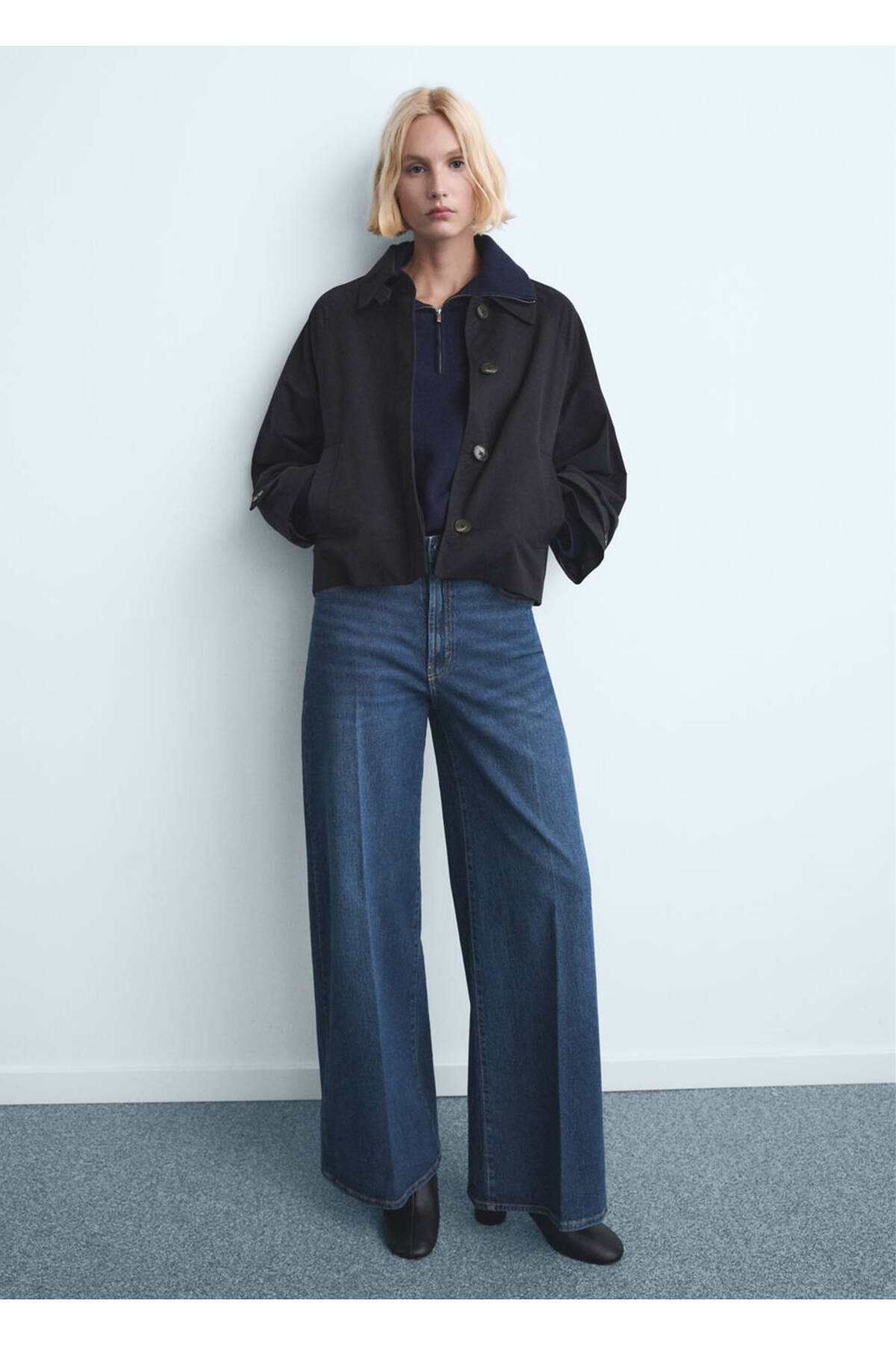 MANGO  Yüksek bel wide leg jean pantolon - Görsel 2